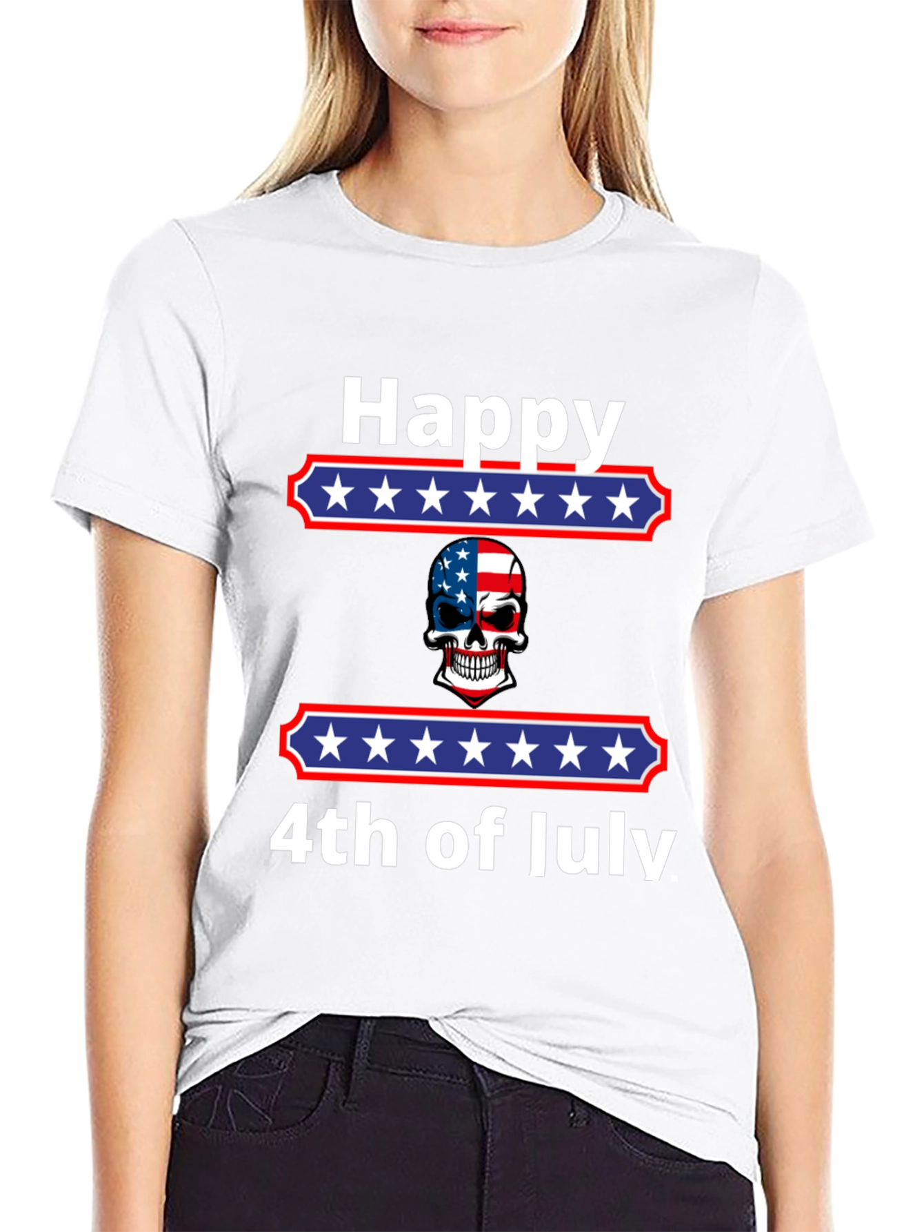 Happy 4th of July Patriotic Skull T-Shirt