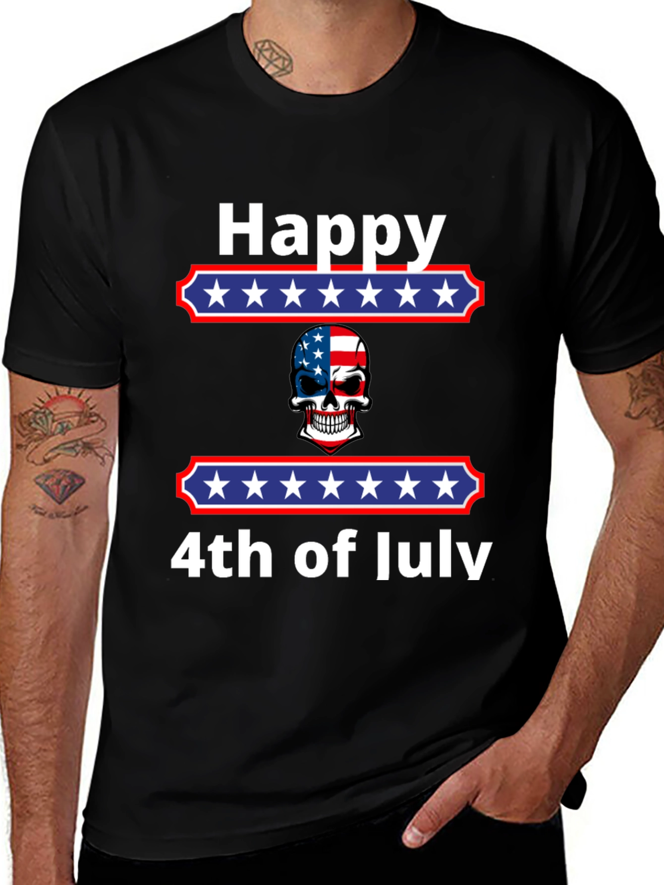 Happy 4th of July Patriotic Skull T-Shirt