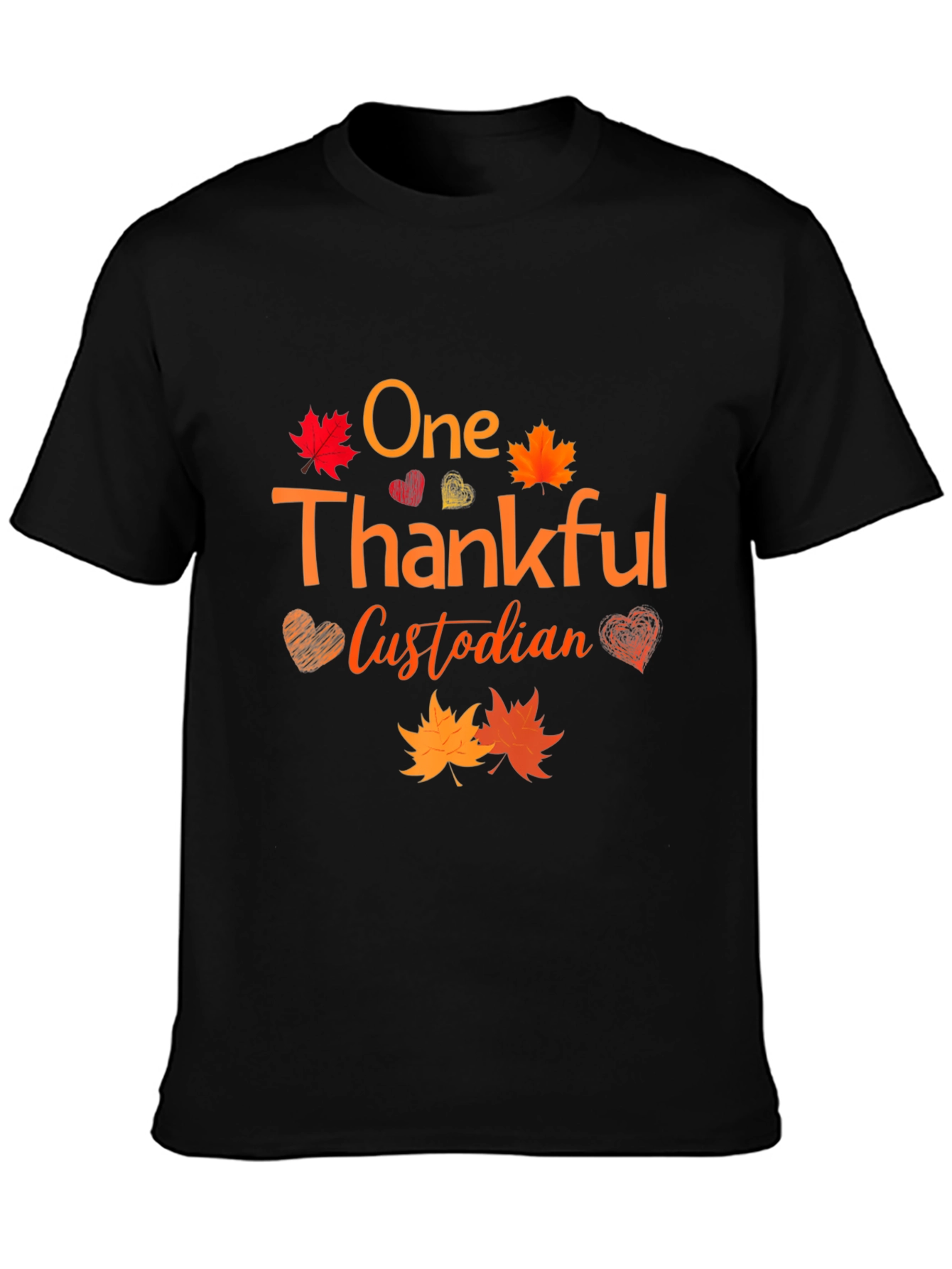 Thankful Custodian T-Shirt - Autumn Leaves Design