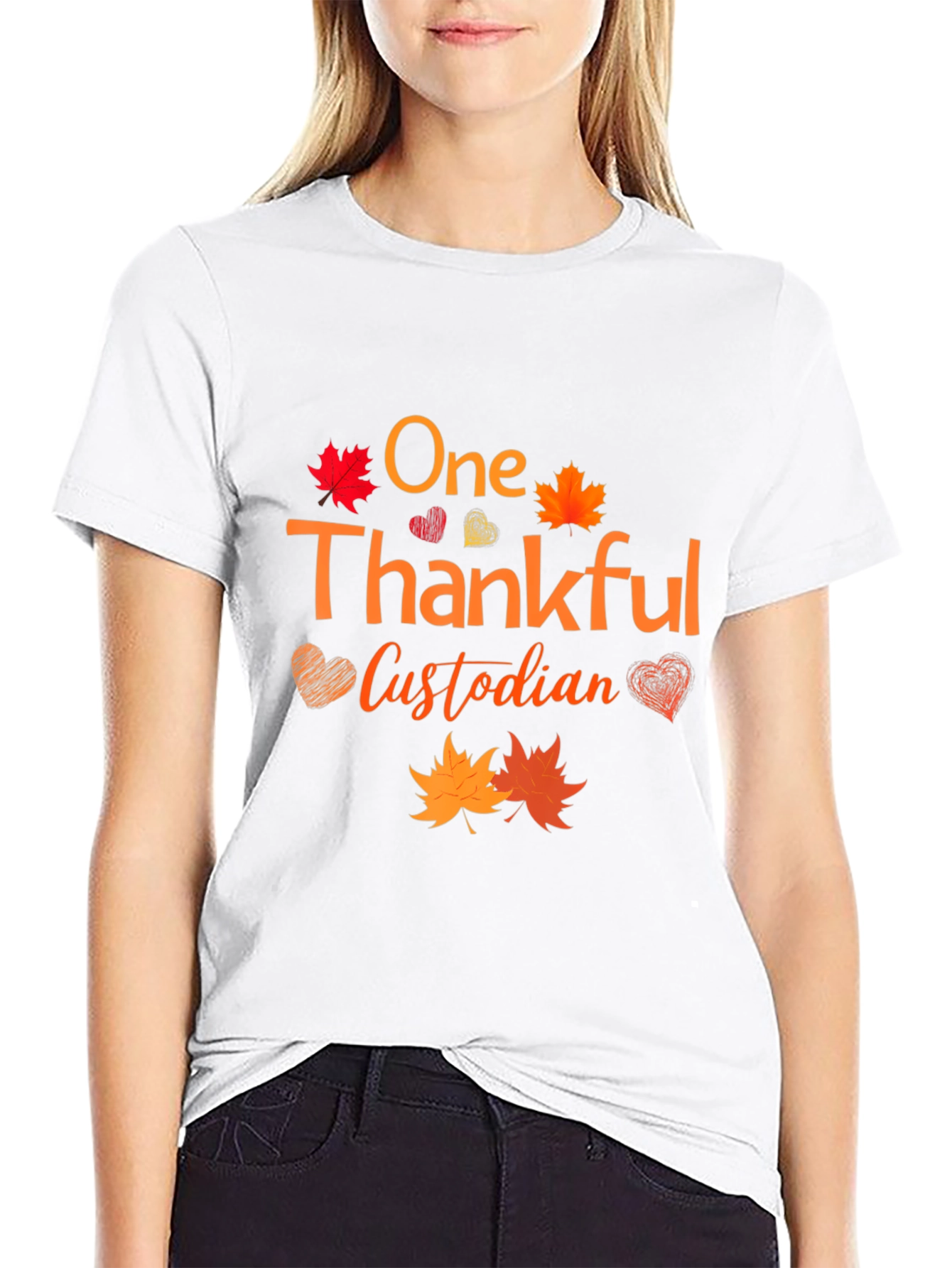 Thankful Custodian T-Shirt - Autumn Leaves Design