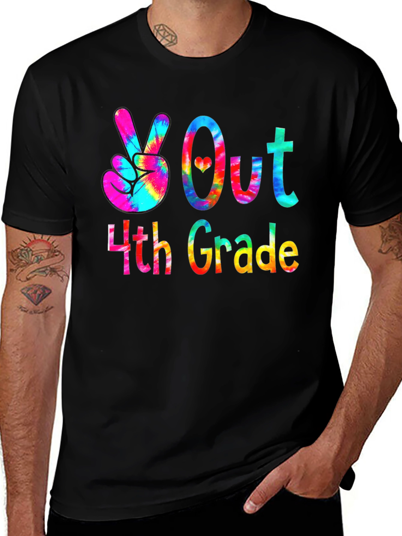 Peace Out 4th Grade Tie-Dye T-Shirt