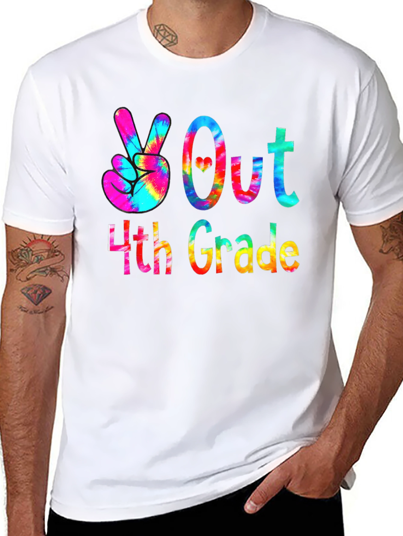 Peace Out 4th Grade Tie-Dye T-Shirt