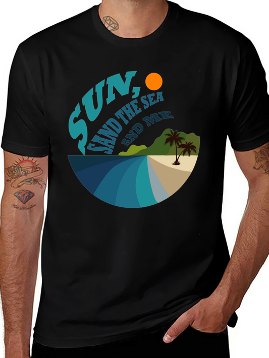 Sun Sand Sea Me T-Shirt Black Cotton Beach Holiday Vacation Unisex