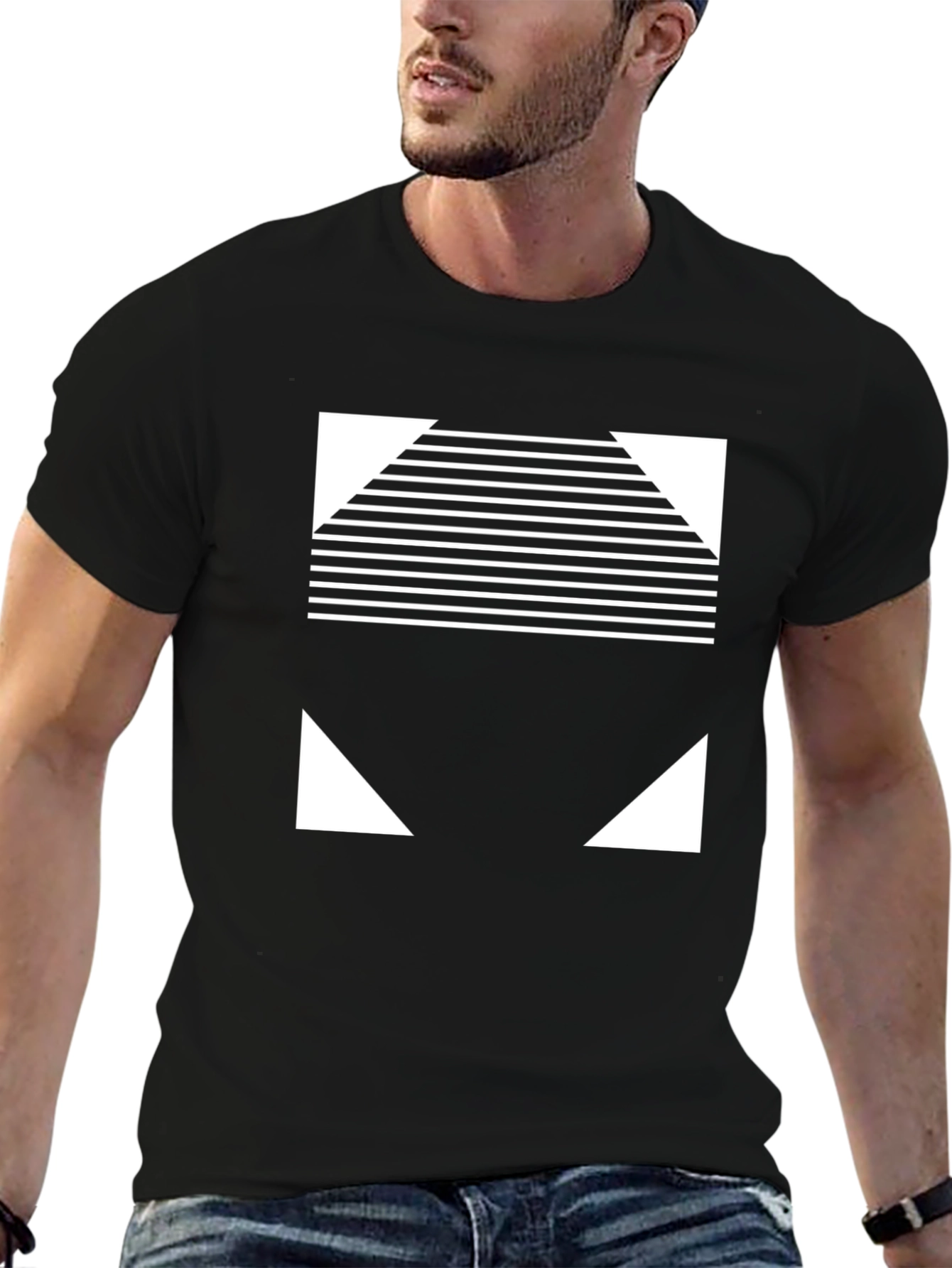 Modern Geometric Black T-Shirt
