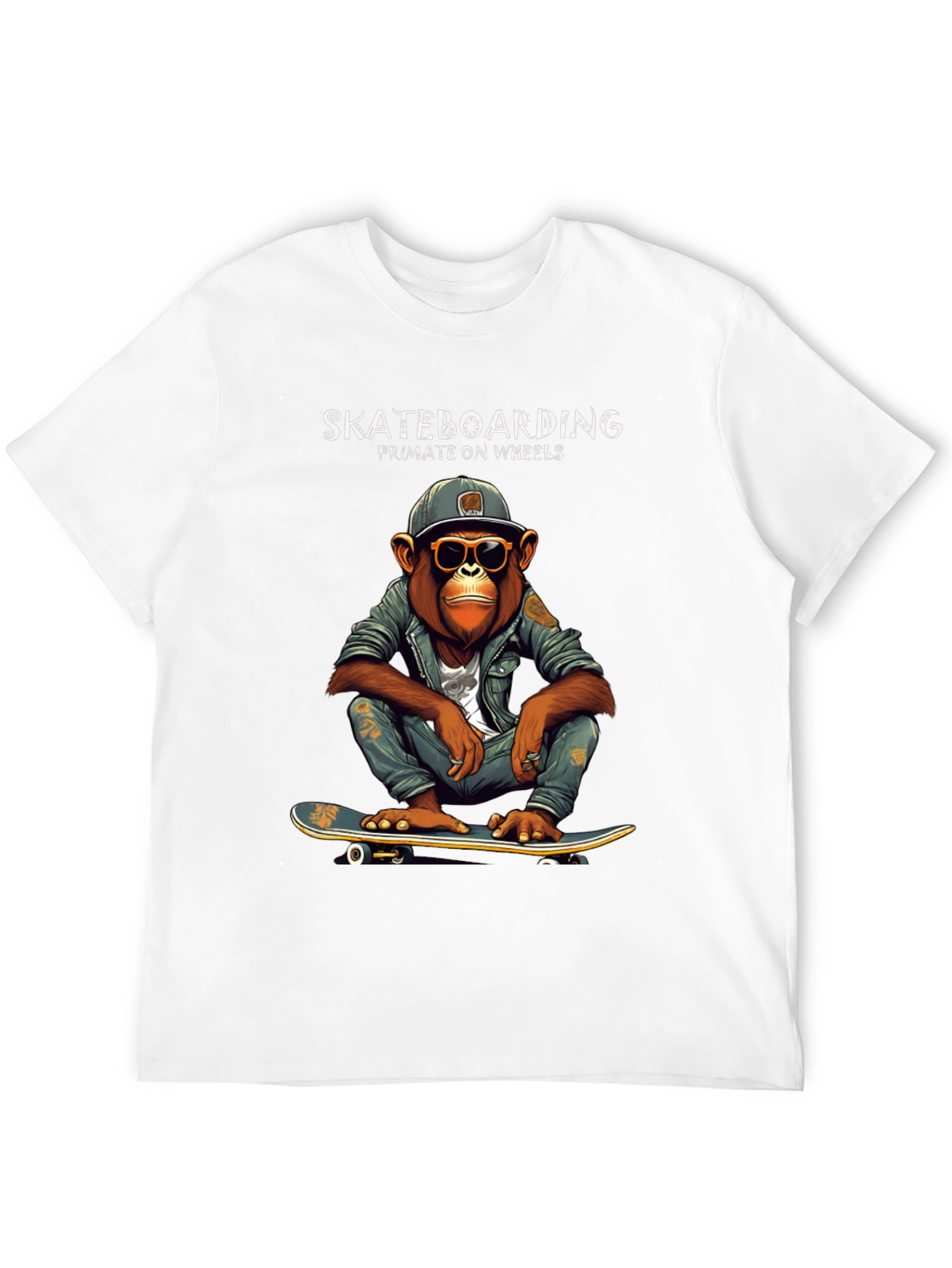 Skateboarding Primate on Wheels Graphic T-Shirt
