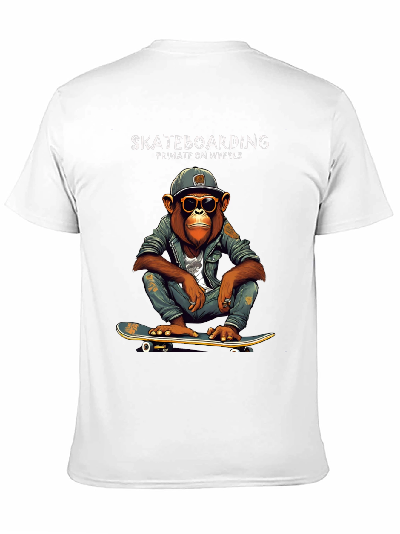 Skateboarding Primate on Wheels Graphic T-Shirt