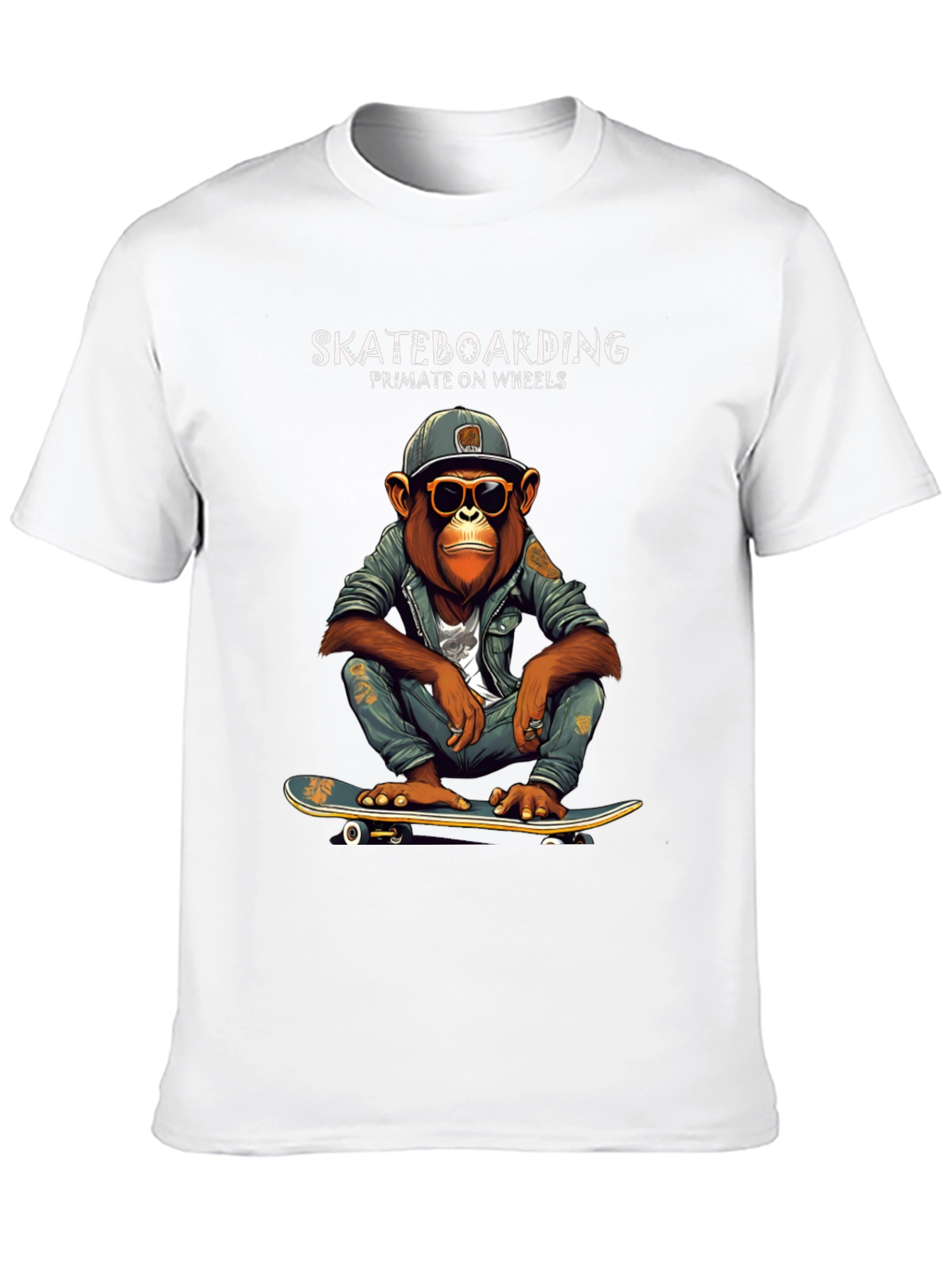 Skateboarding Primate on Wheels Graphic T-Shirt