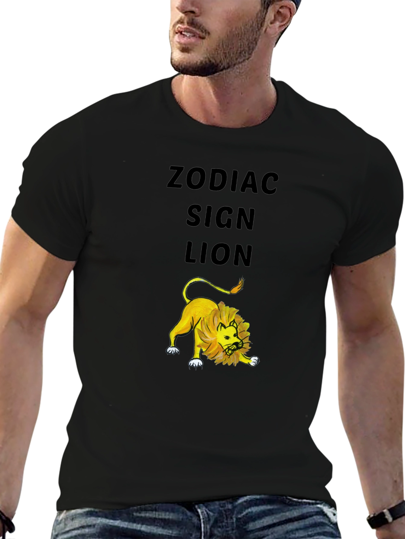 Zodiac Sign Lion Black T-Shirt
