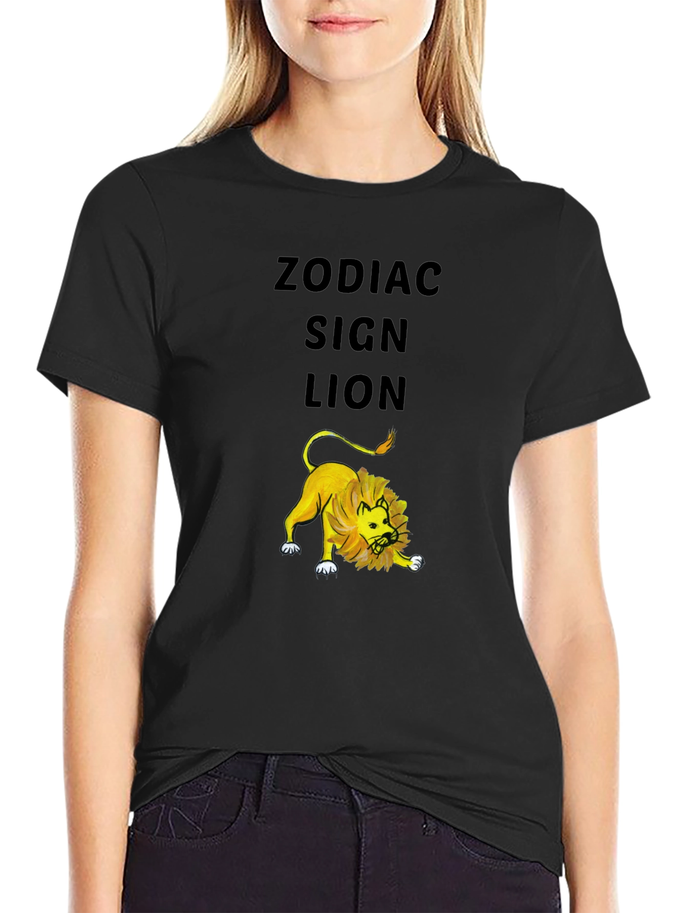 Zodiac Sign Lion Black T-Shirt
