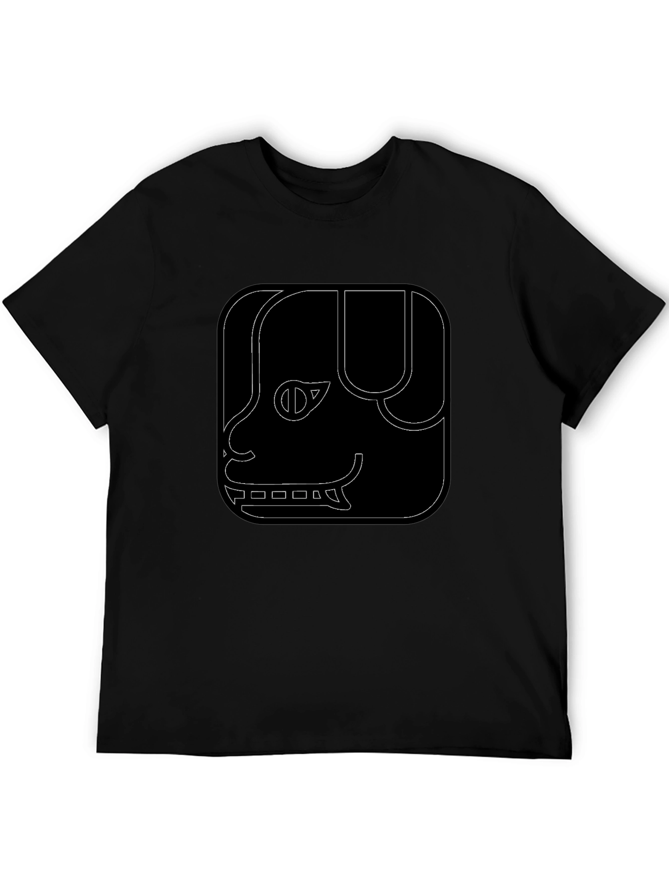 Geometric Dog Graphic Tee - Black Cotton Comfort