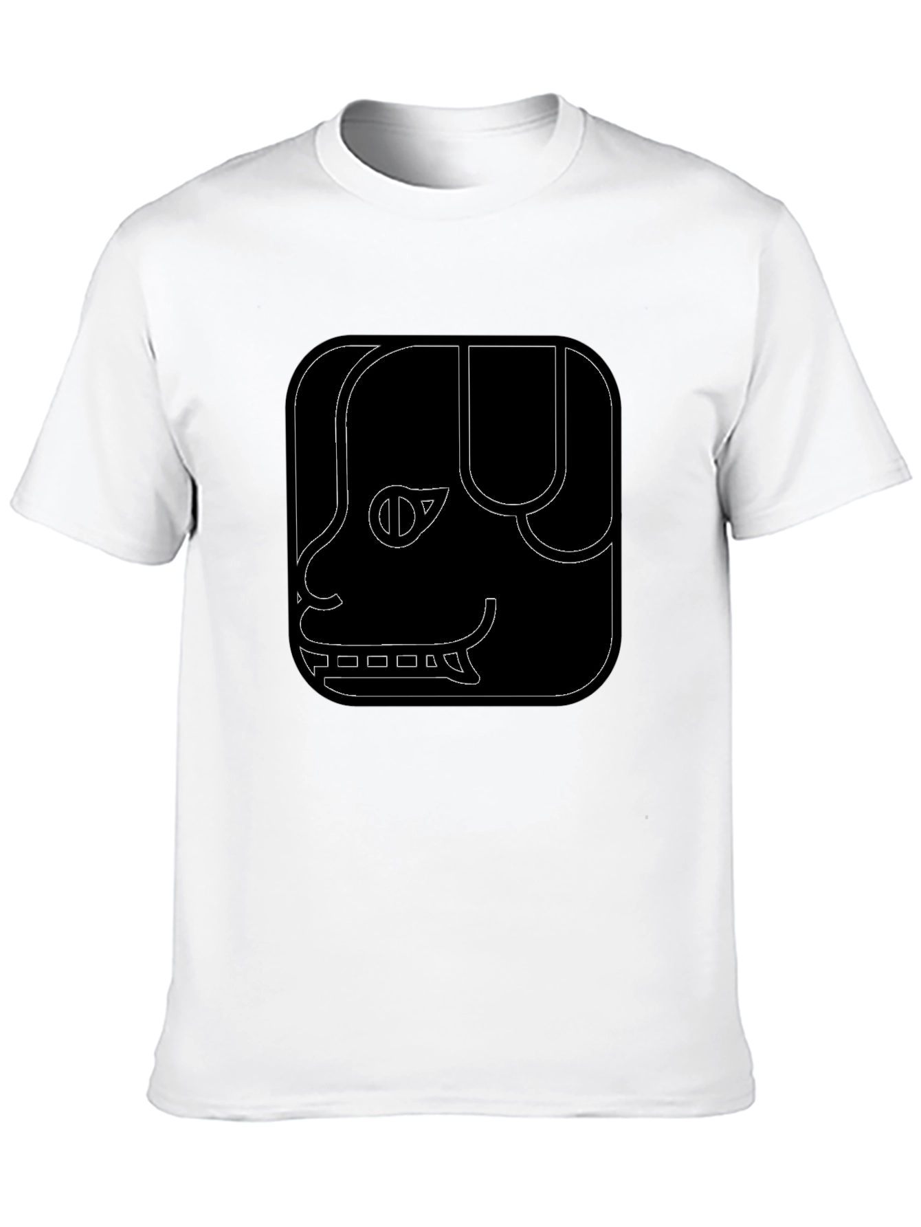 Geometric Dog Graphic Tee - Black Cotton Comfort