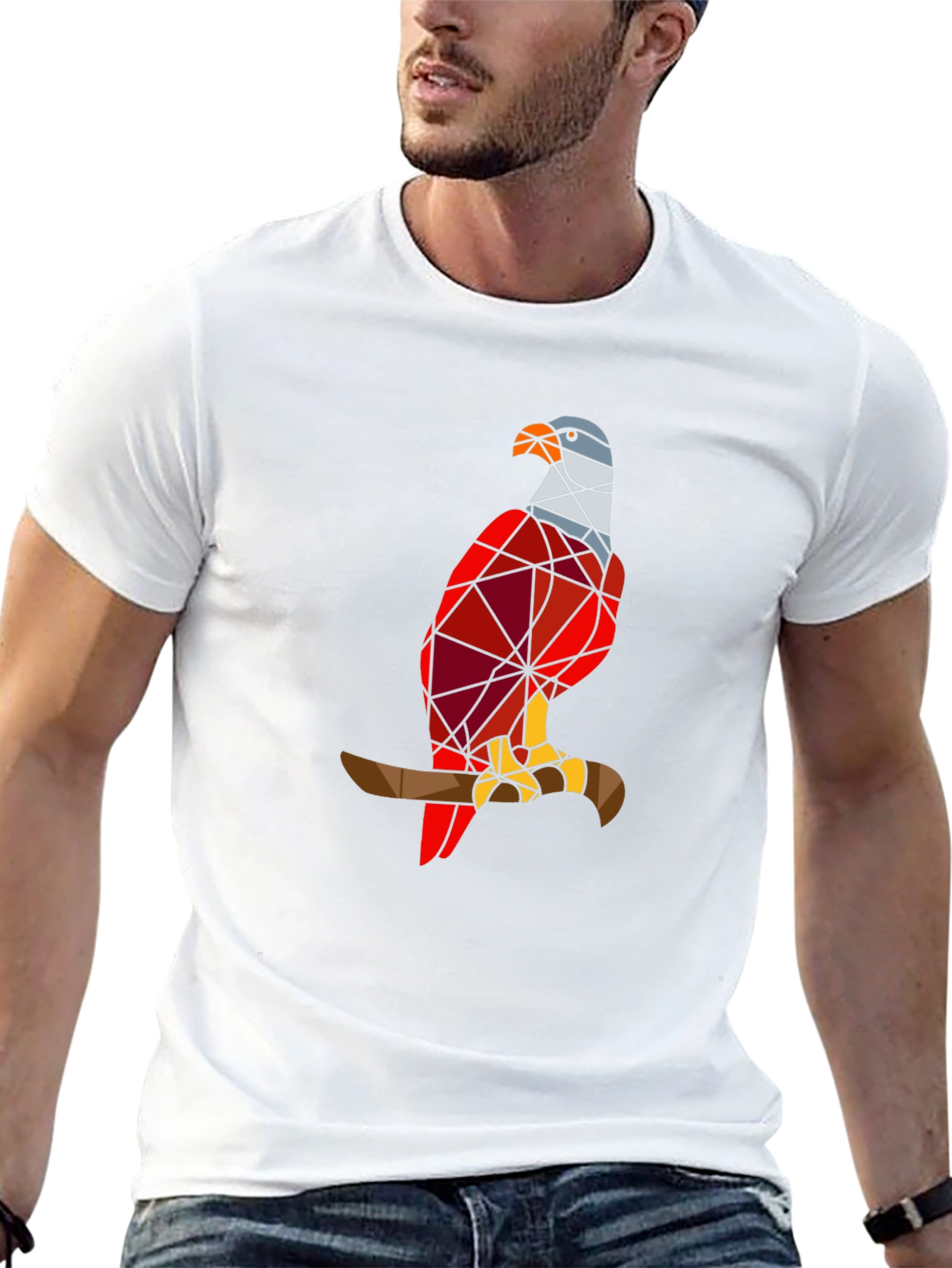 Geometric Eagle Graphic Tee - Stylish Bird Design T-Shirt