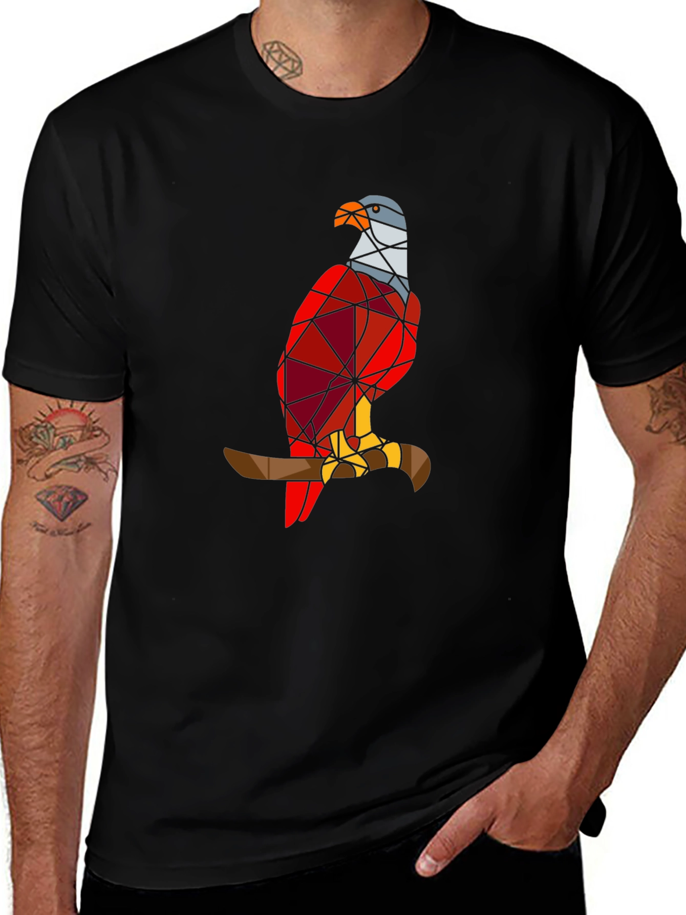 Geometric Eagle Graphic Tee - Stylish Bird Design T-Shirt