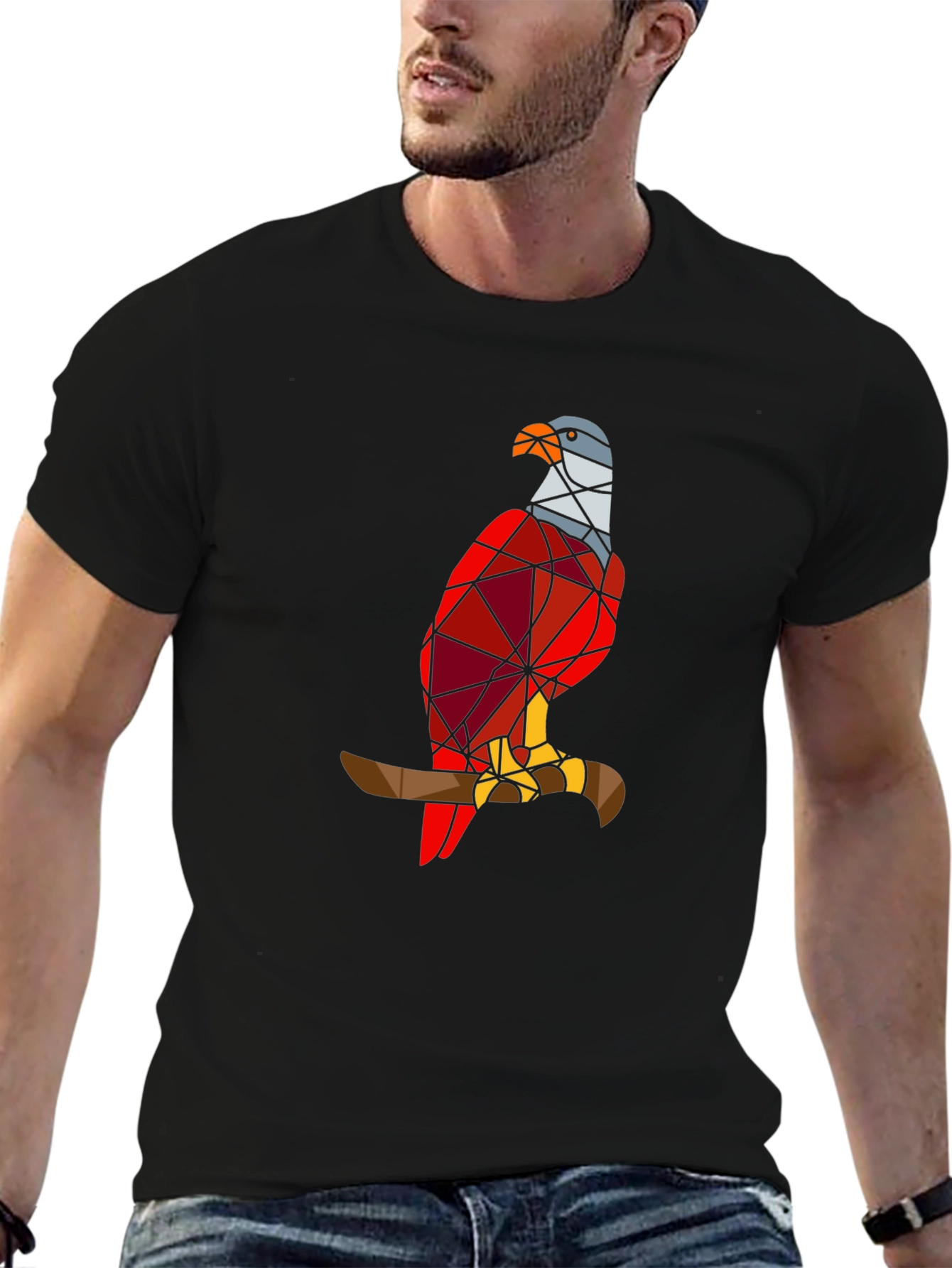 Geometric Eagle Graphic Tee - Stylish Bird Design T-Shirt
