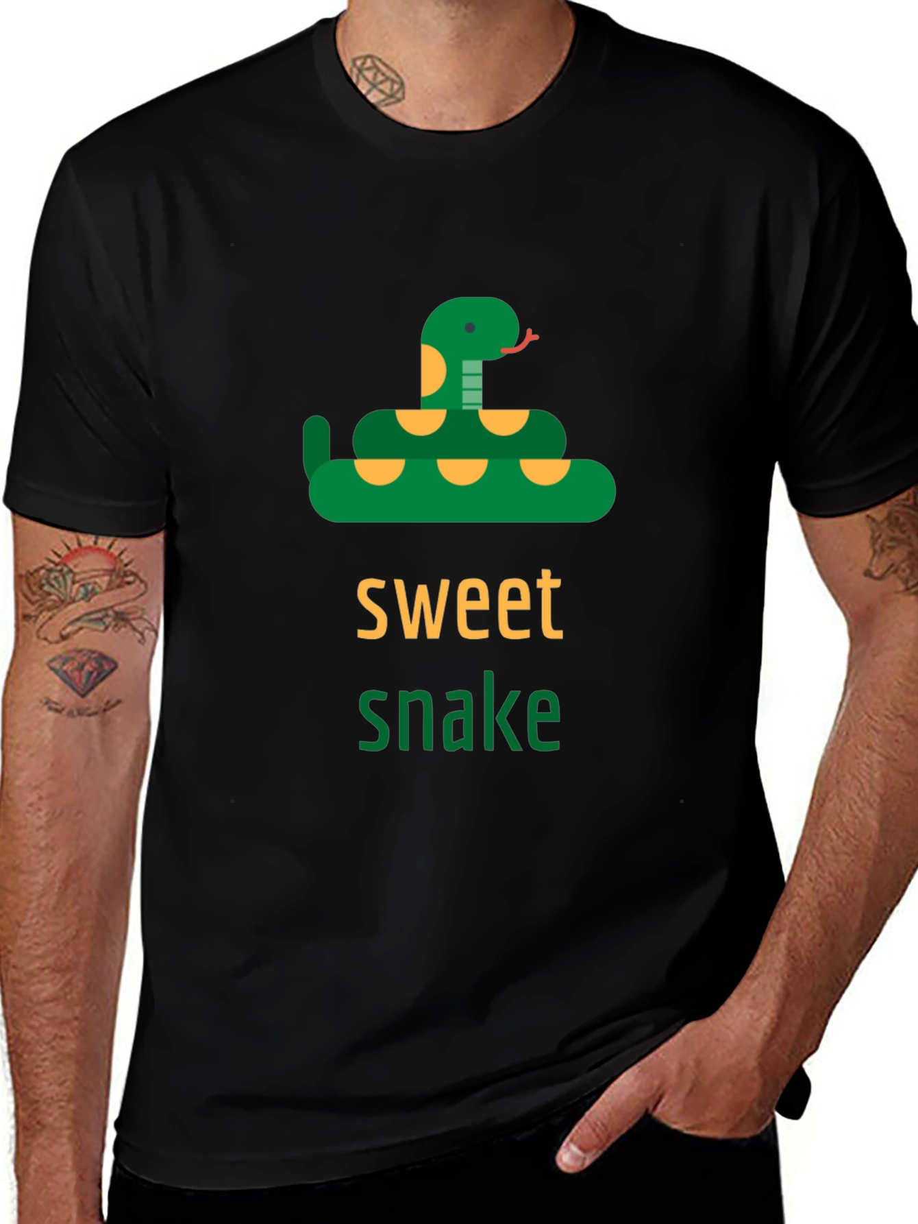 Sweet Snake Graphic Tee -  Unisex Black T-Shirt