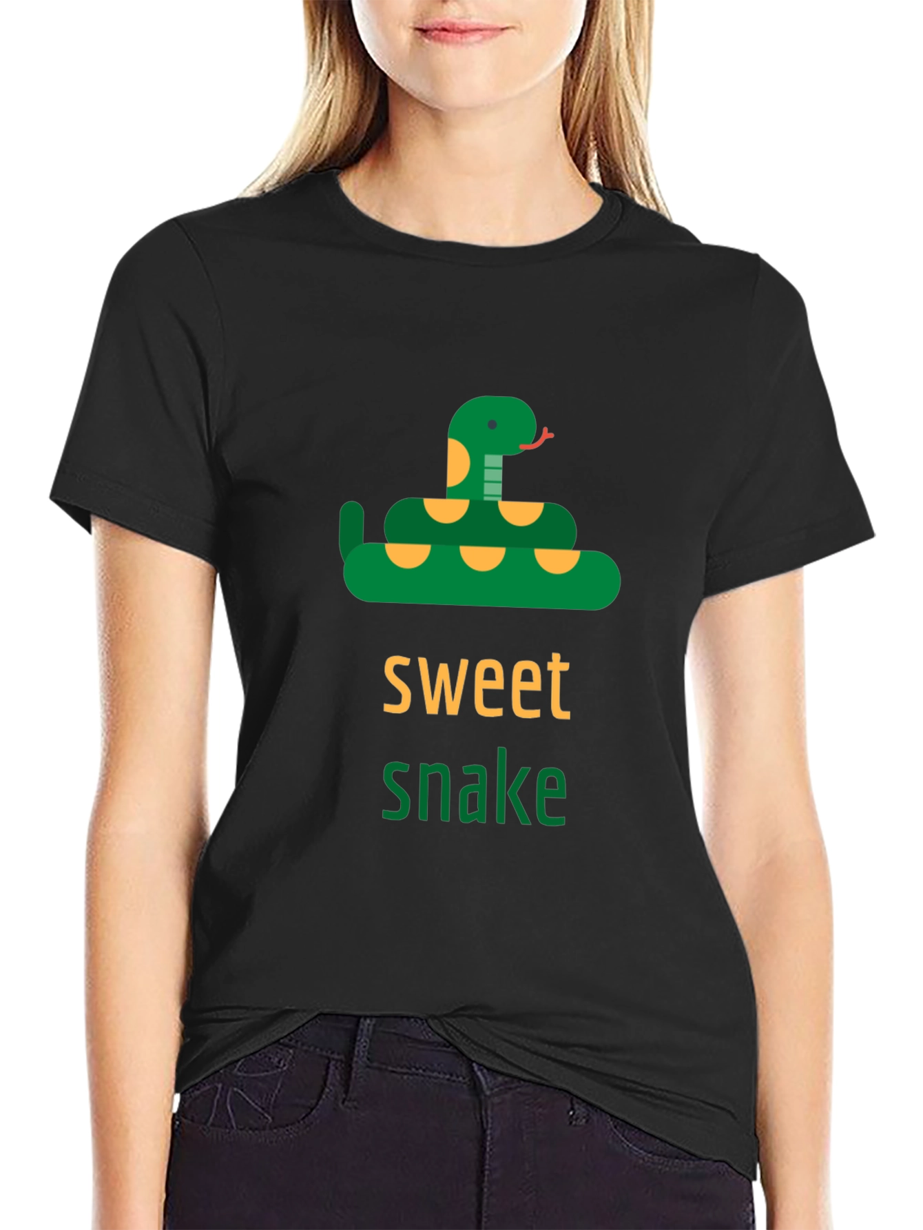 Sweet Snake Graphic Tee -  Unisex Black T-Shirt