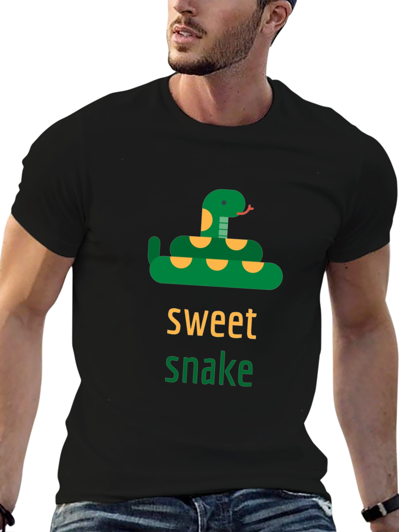 Sweet Snake Graphic Tee -  Unisex Black T-Shirt