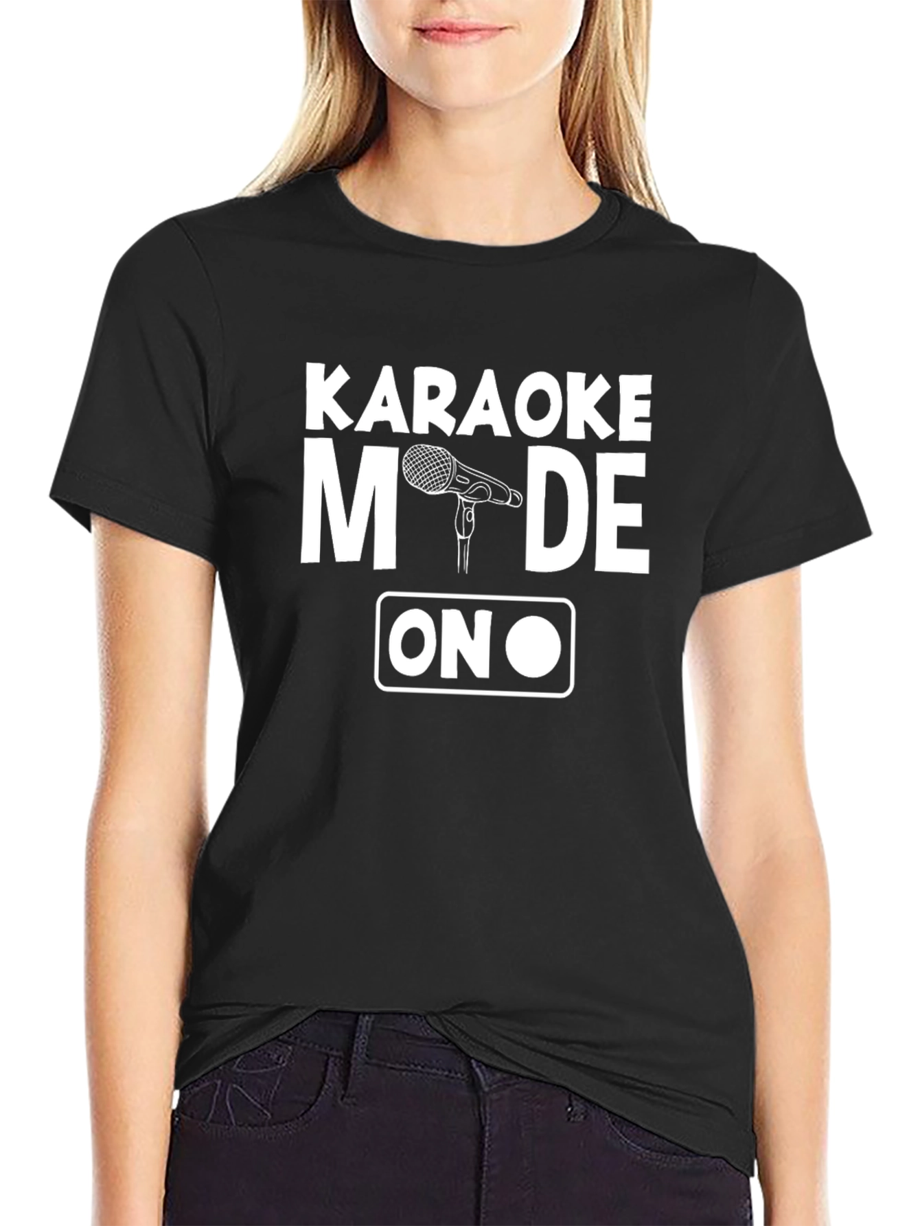 Karaoke Mode On Black Graphic Tee Shirt