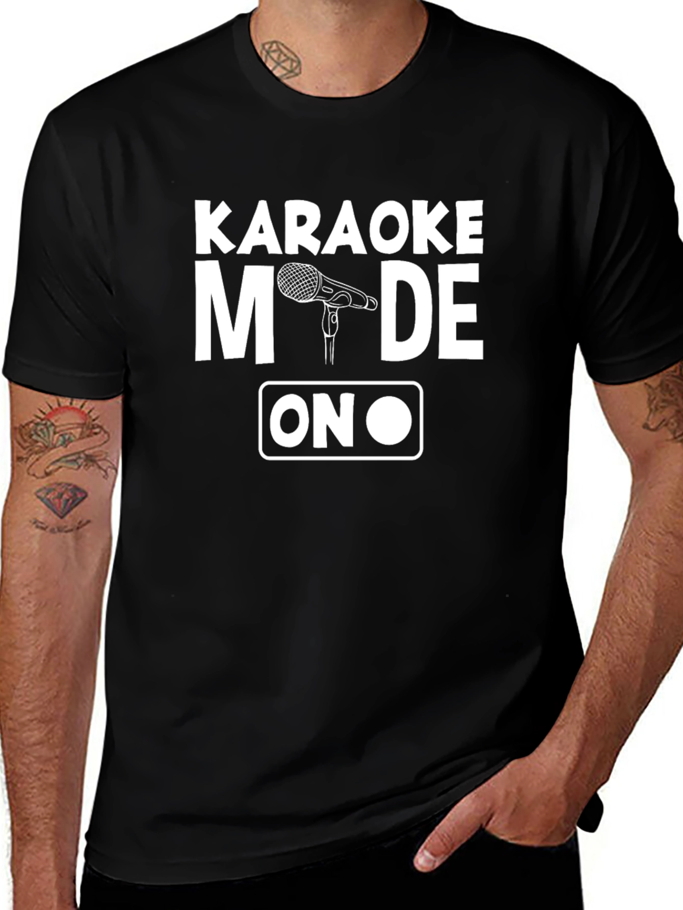 Karaoke Mode On Black Graphic Tee Shirt