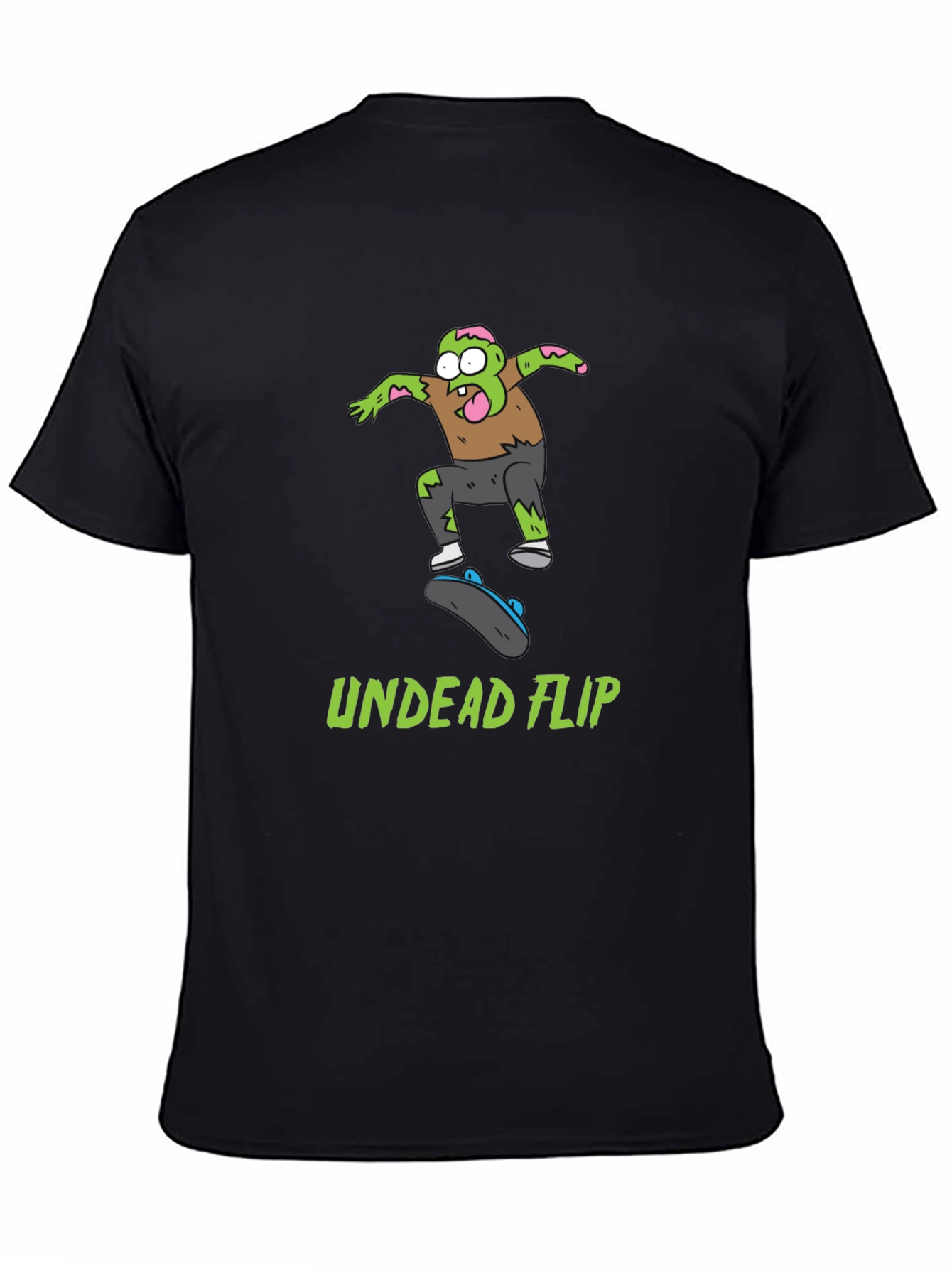 Undead Flip Zombie Skateboarder Black T-Shirt