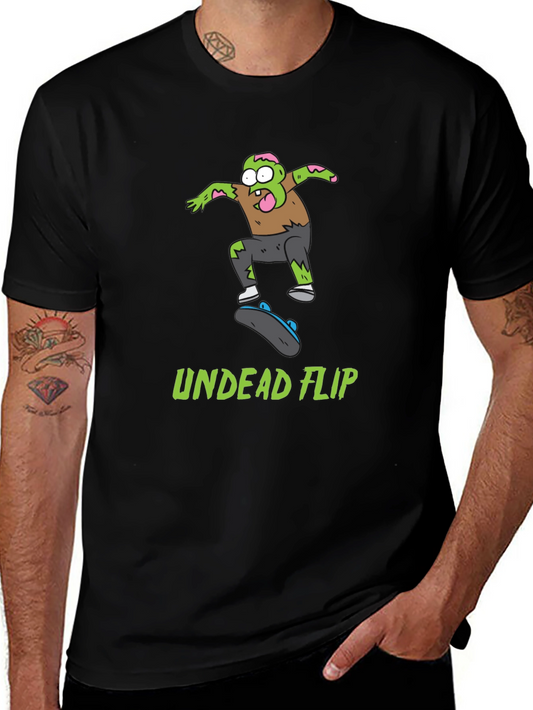 Undead Flip Zombie Skateboarder Black T-Shirt