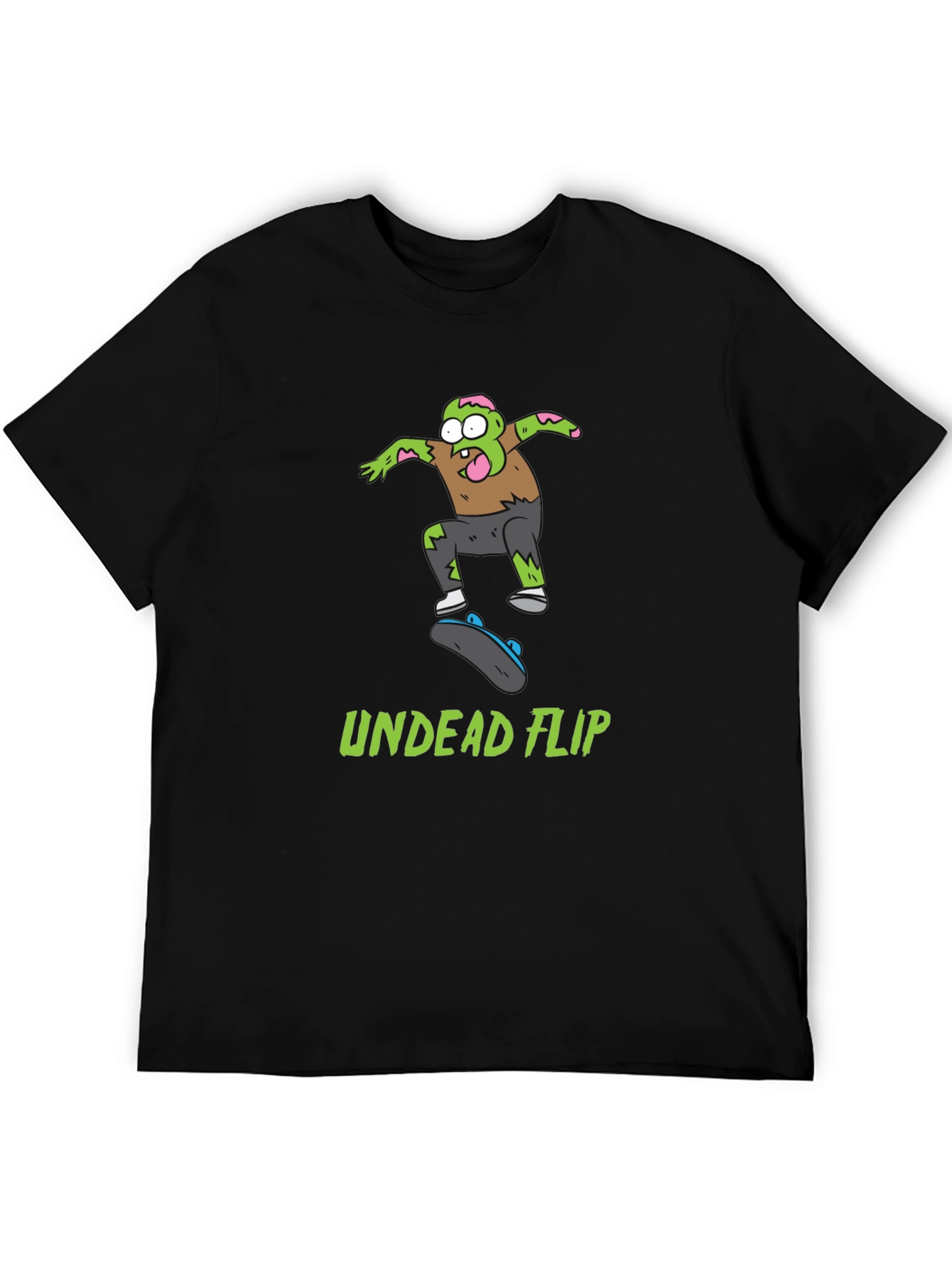 Undead Flip Zombie Skateboarder Black T-Shirt