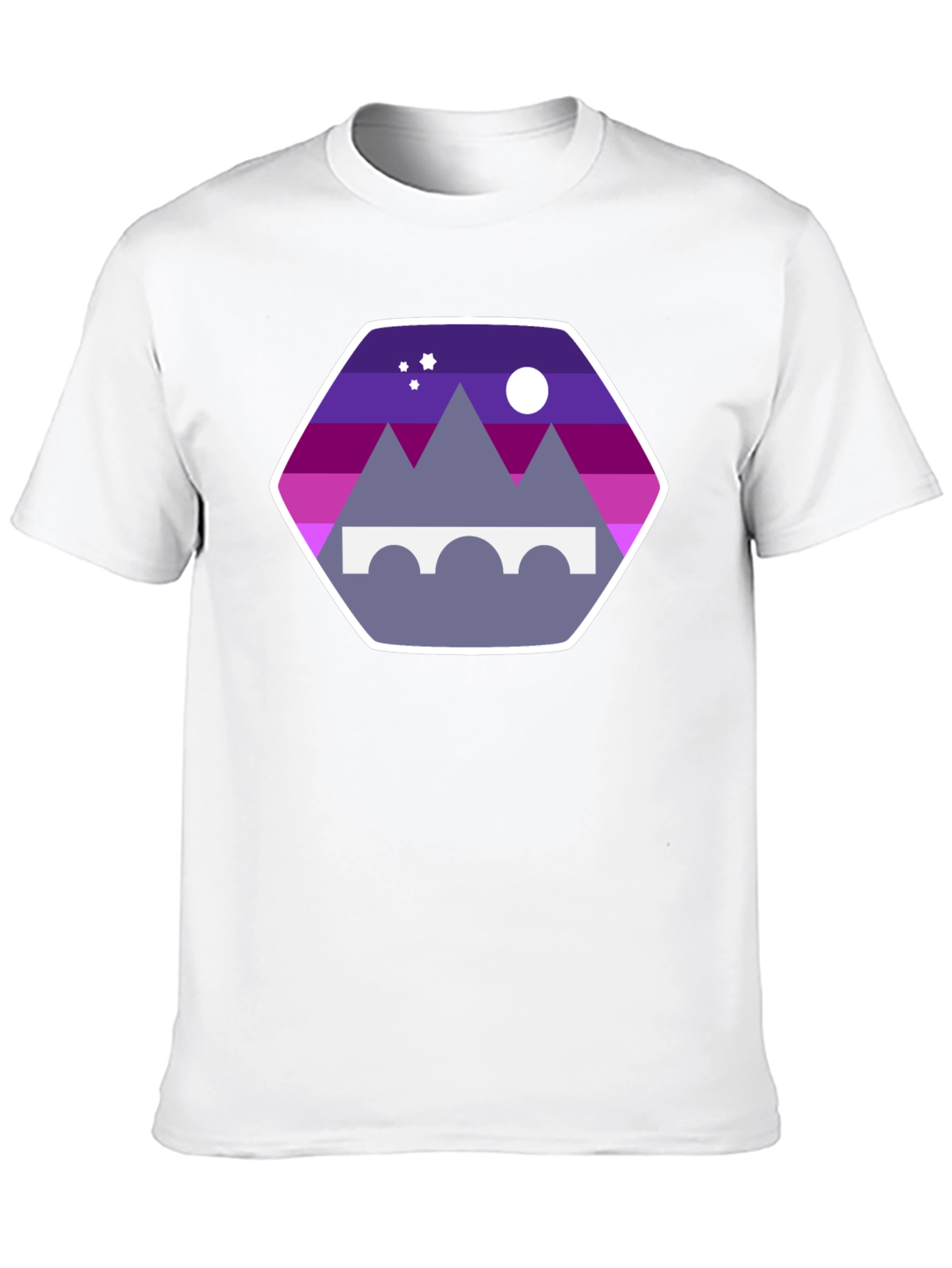 Mountains Bridge and Moon T-Shirt - Stylish Design
