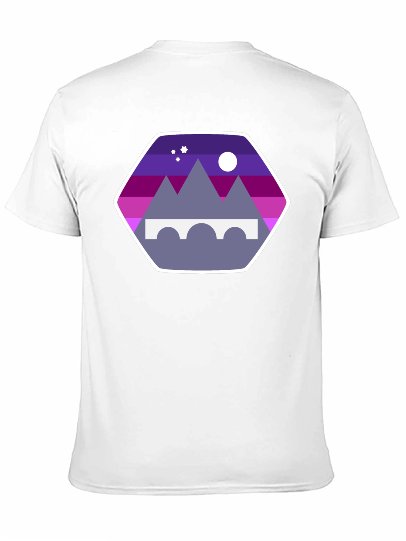 Mountains Bridge and Moon T-Shirt - Stylish Design