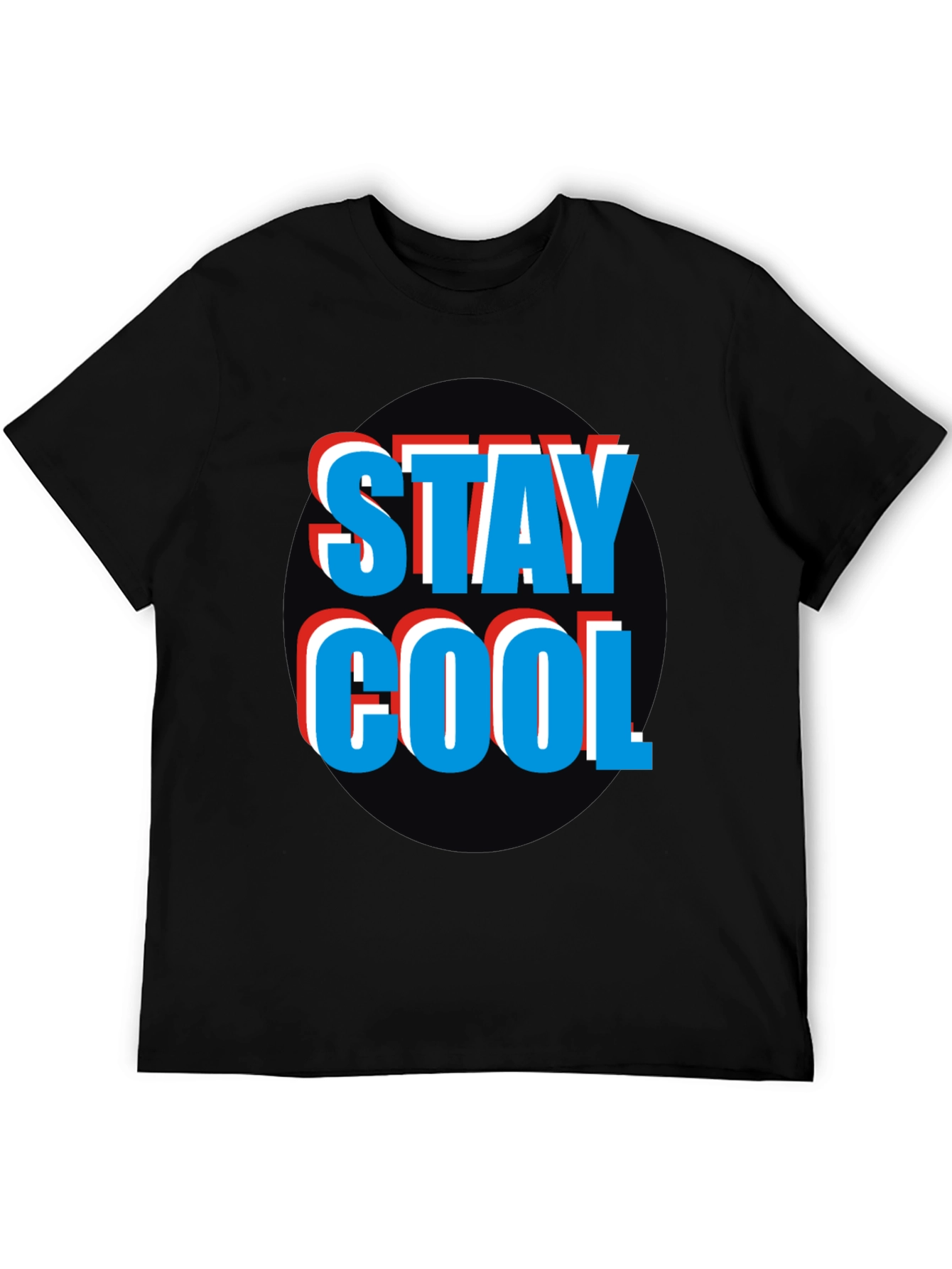 Stay Cool Graphic Tee - Black Crew Neck T-Shirt