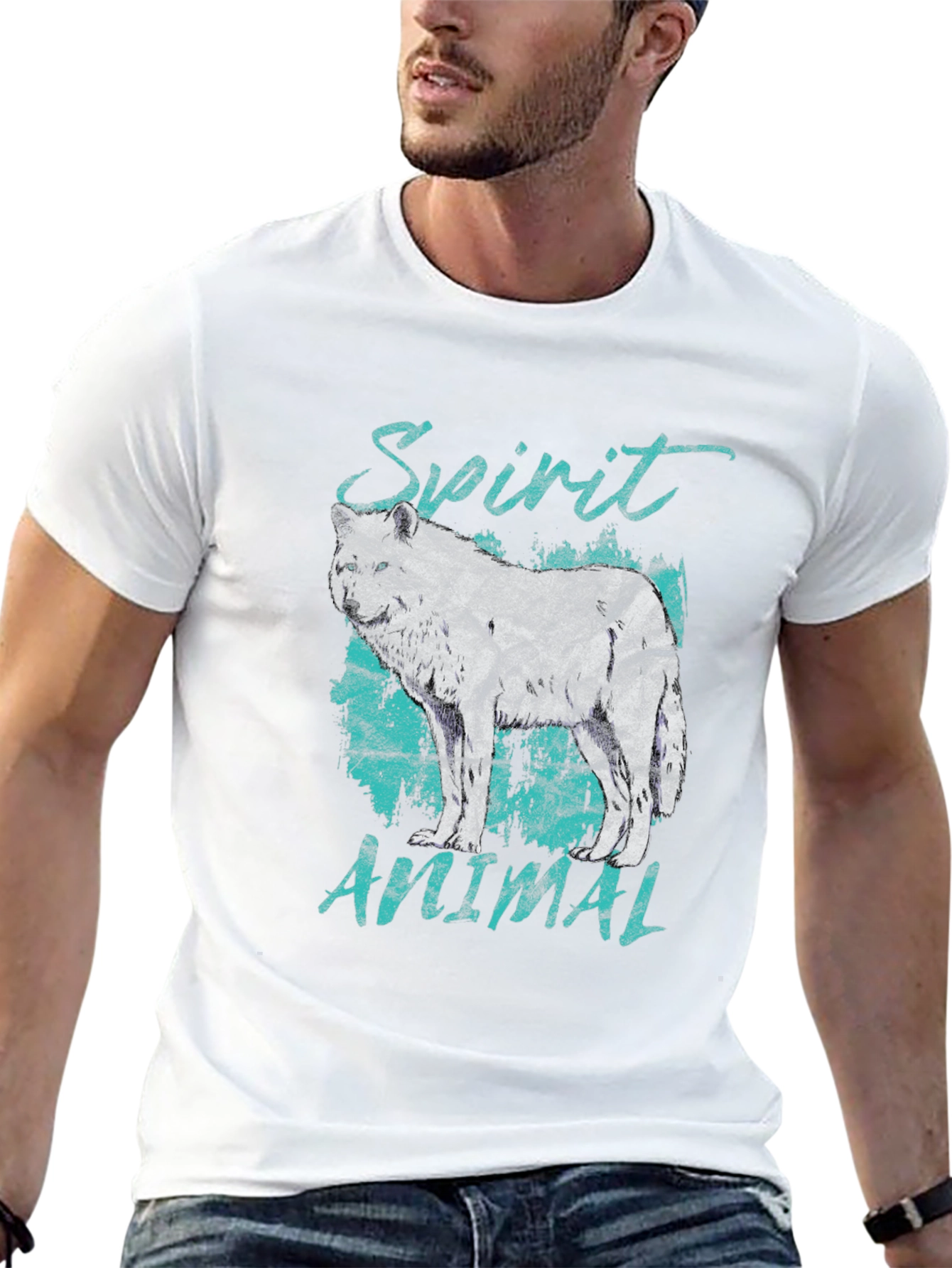 Wolf Spirit Animal Graphic Tee - Stylish Black T-Shirt
