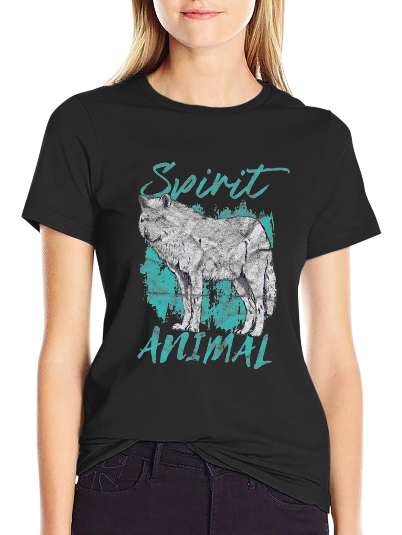 Wolf Spirit Animal Graphic Tee - Stylish Black T-Shirt