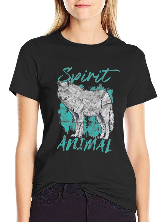 Wolf Spirit Animal Graphic Tee - Stylish Black T-Shirt