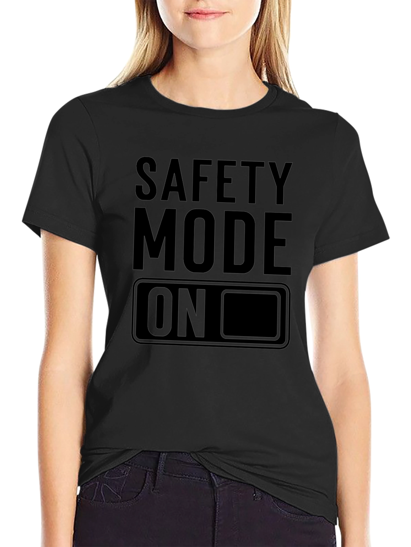 Safety Mode On Black Graphic Tee