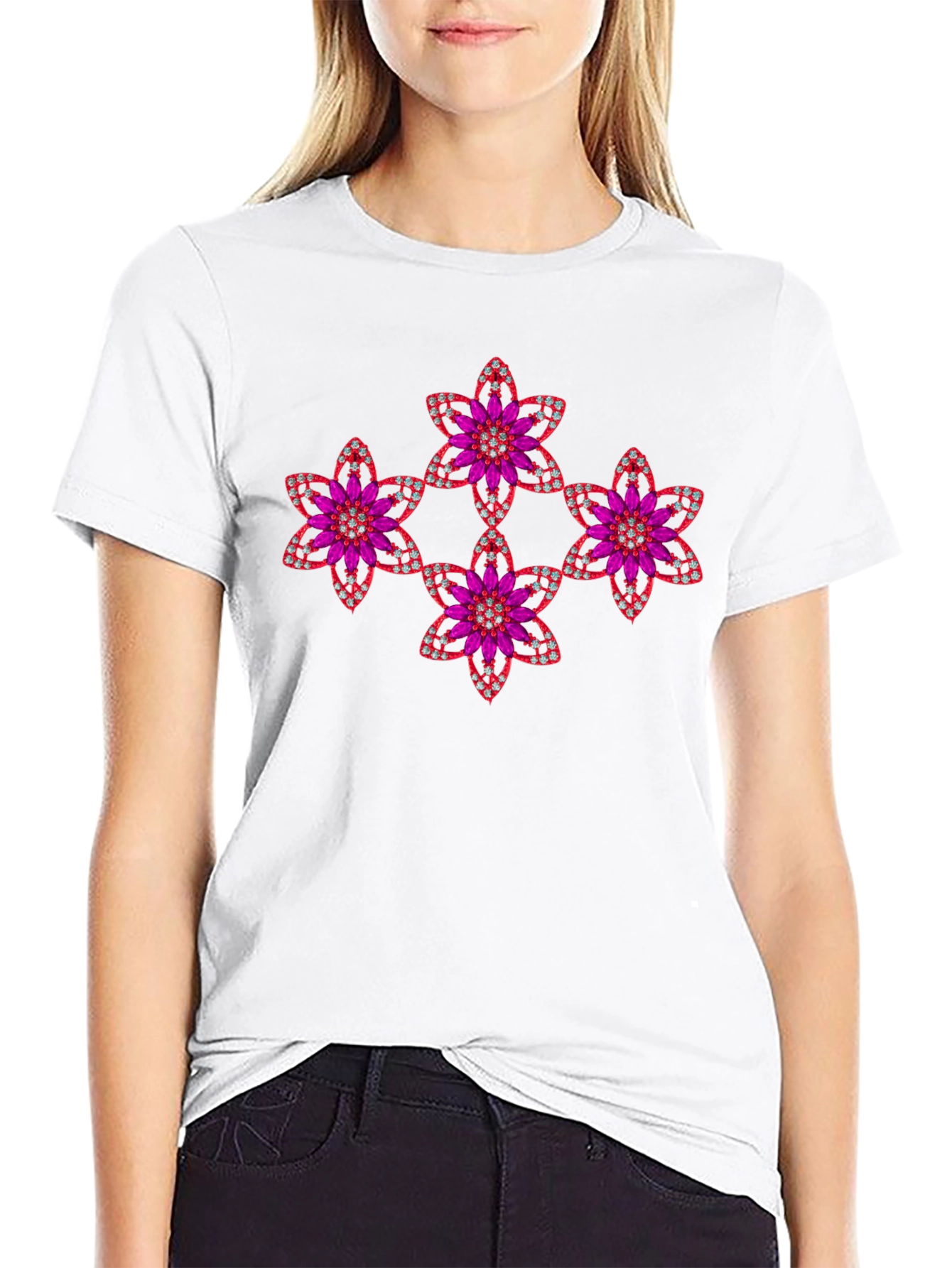 Floral Jewel Tee - Sparkle & Shine!