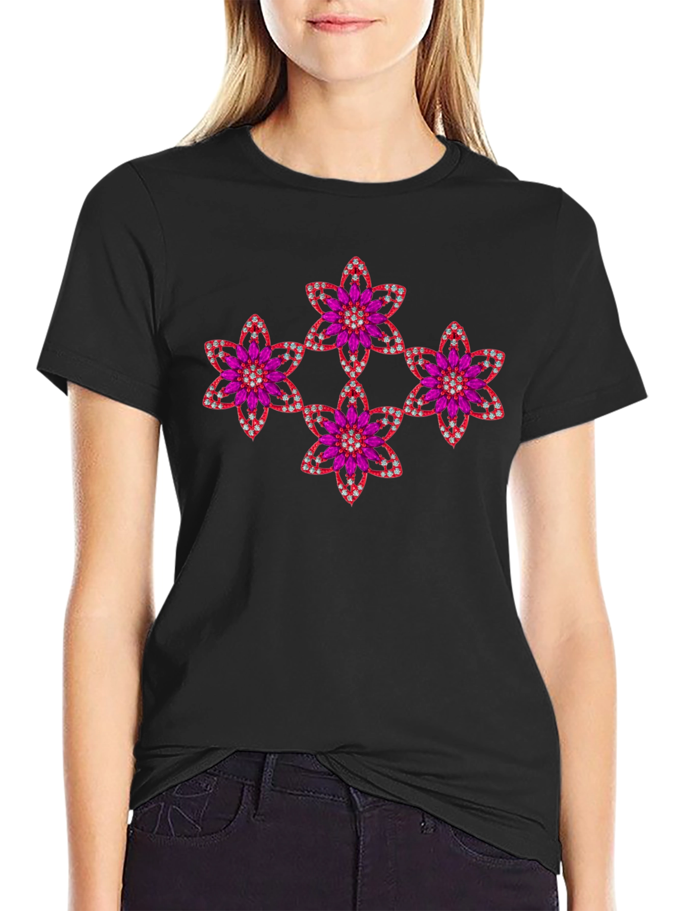 Floral Jewel Tee - Sparkle & Shine!