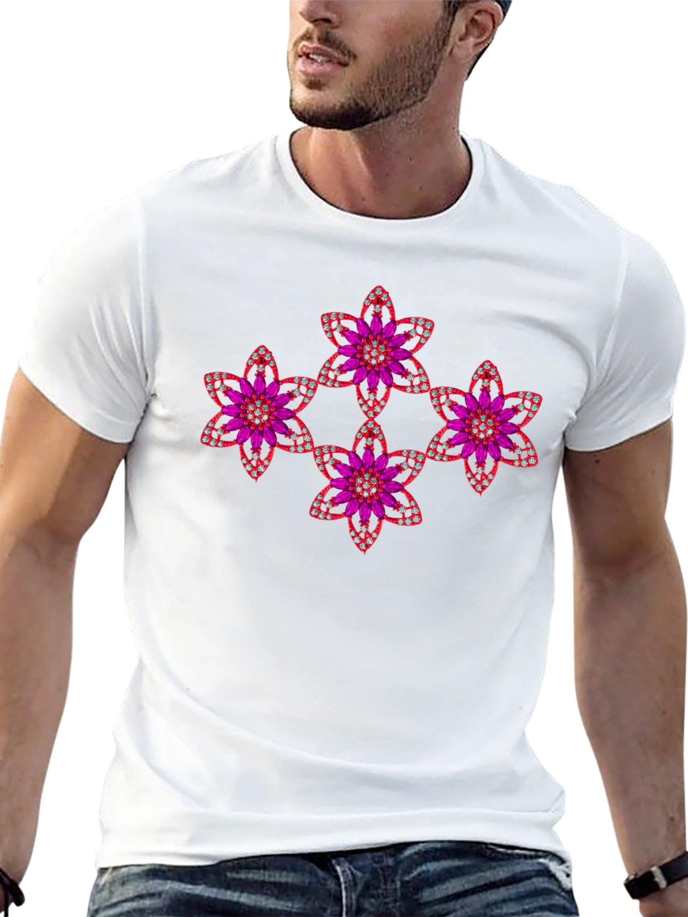 Floral Jewel Tee - Sparkle & Shine!