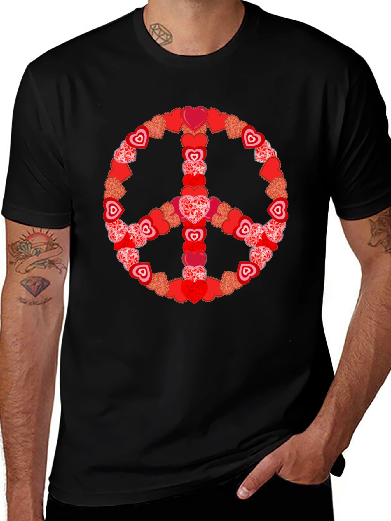 Heart Peace Sign Graphic Tee - Valentines Day Gift