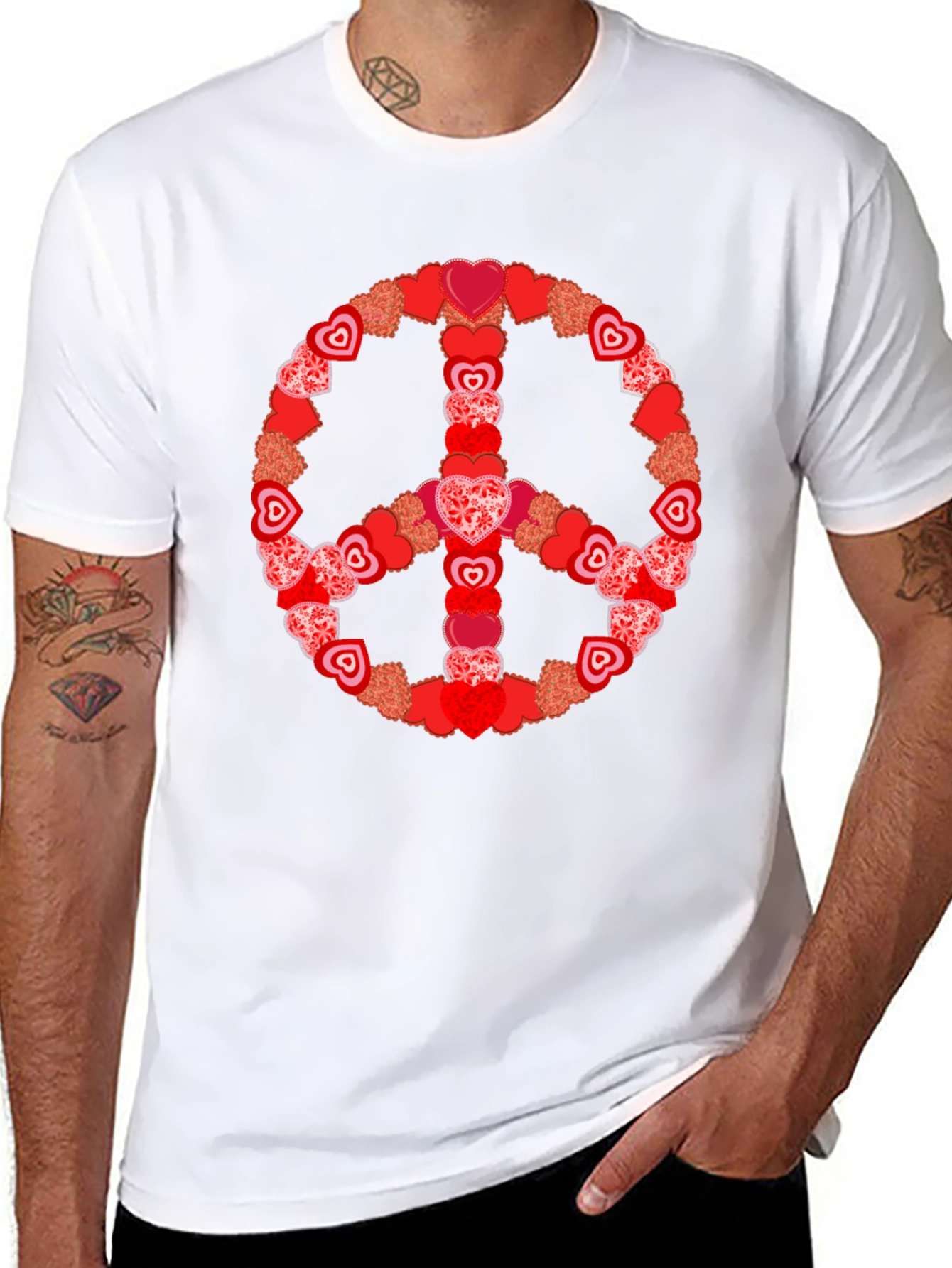 Heart Peace Sign Graphic Tee - Valentines Day Gift