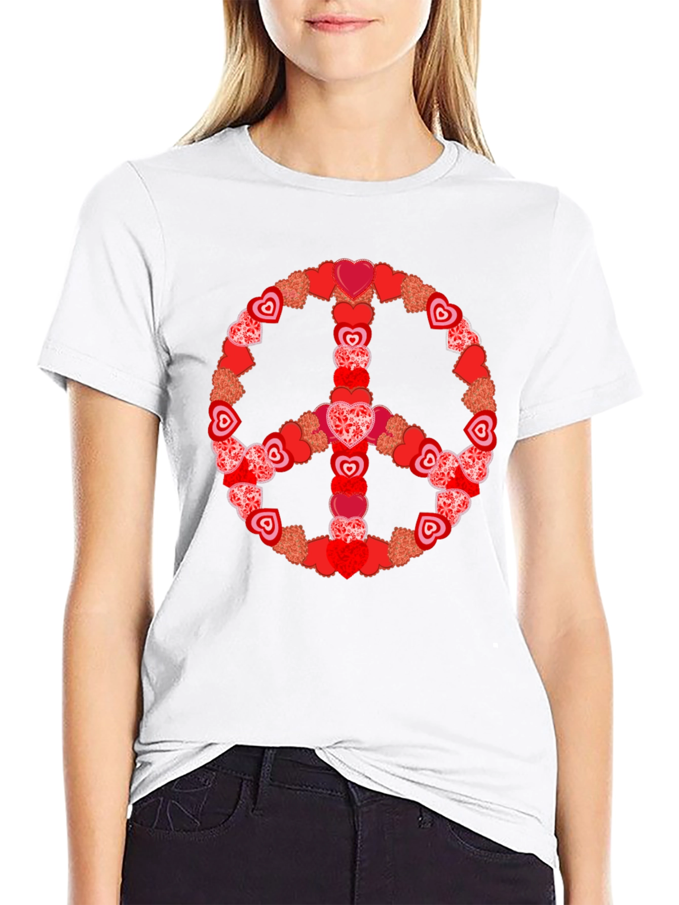 Heart Peace Sign Graphic Tee - Valentines Day Gift