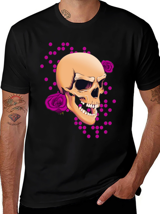 Skull & Roses Graphic Tee - Edgy Style