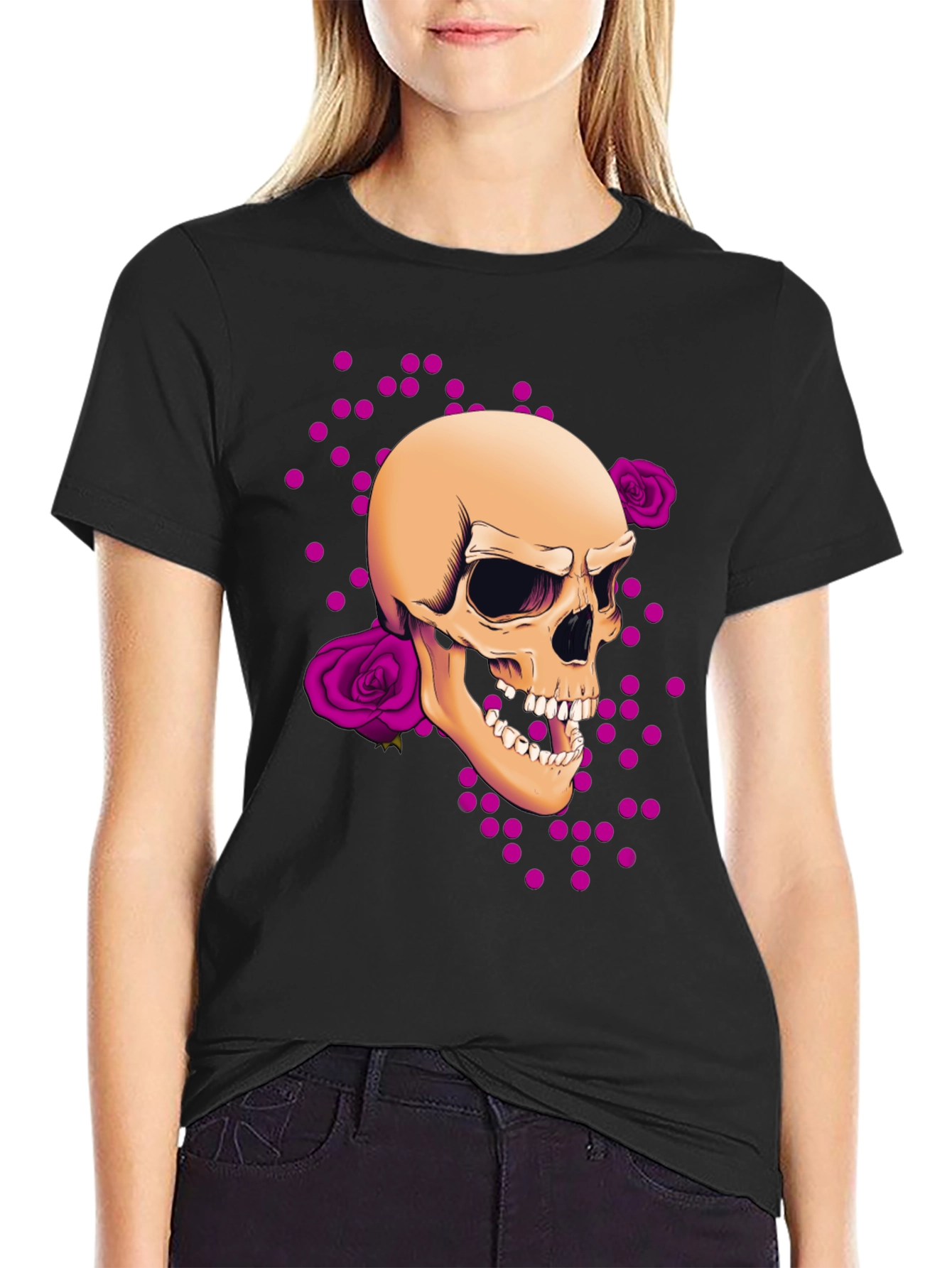Skull & Roses Graphic Tee - Edgy Style