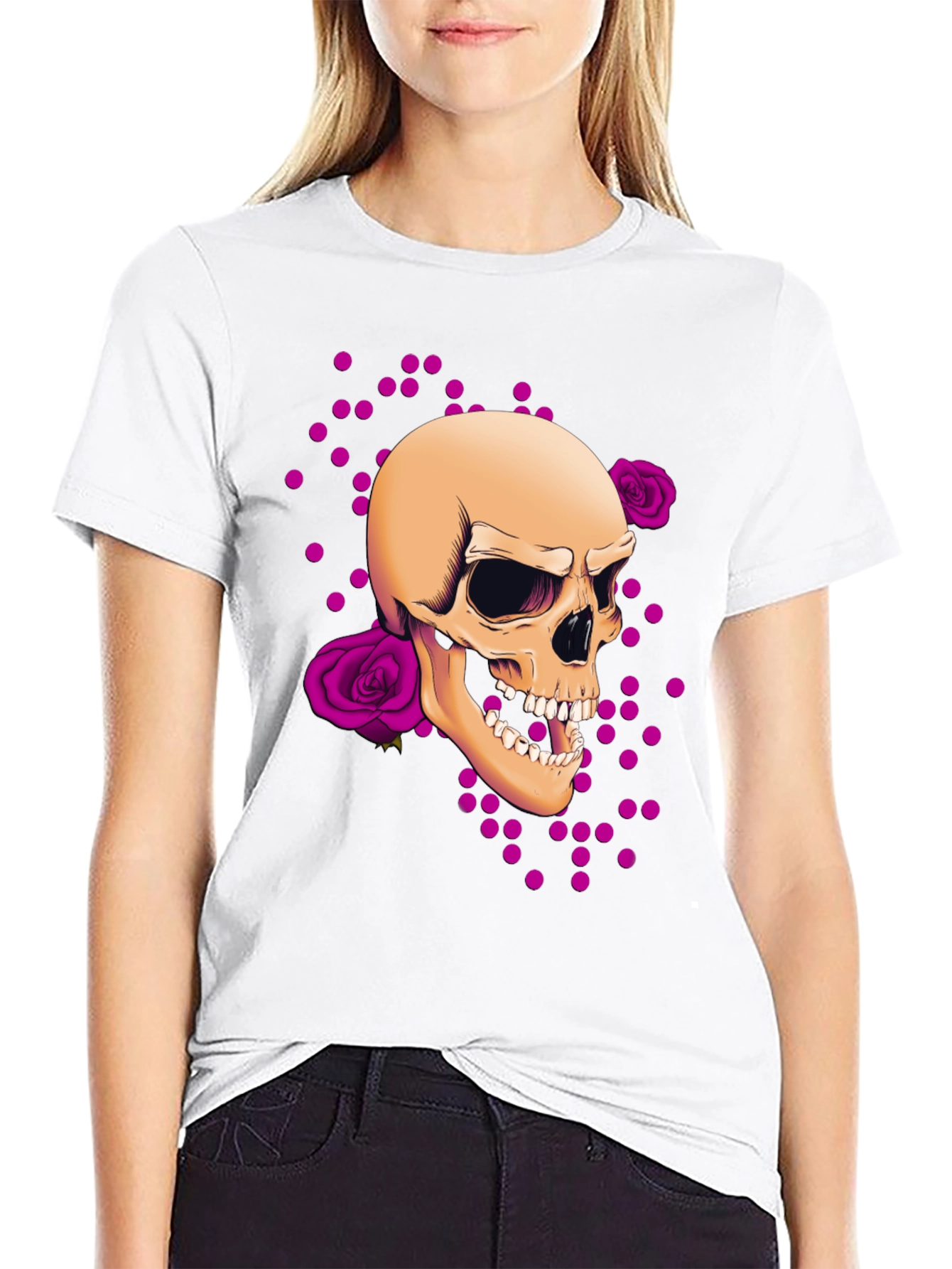 Skull & Roses Graphic Tee - Edgy Style