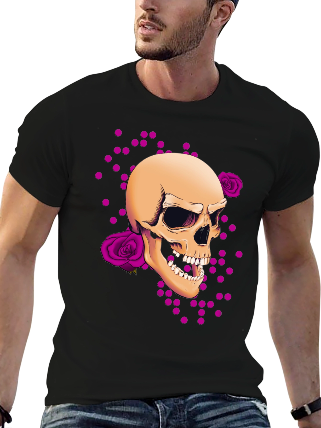 Skull & Roses Graphic Tee - Edgy Style