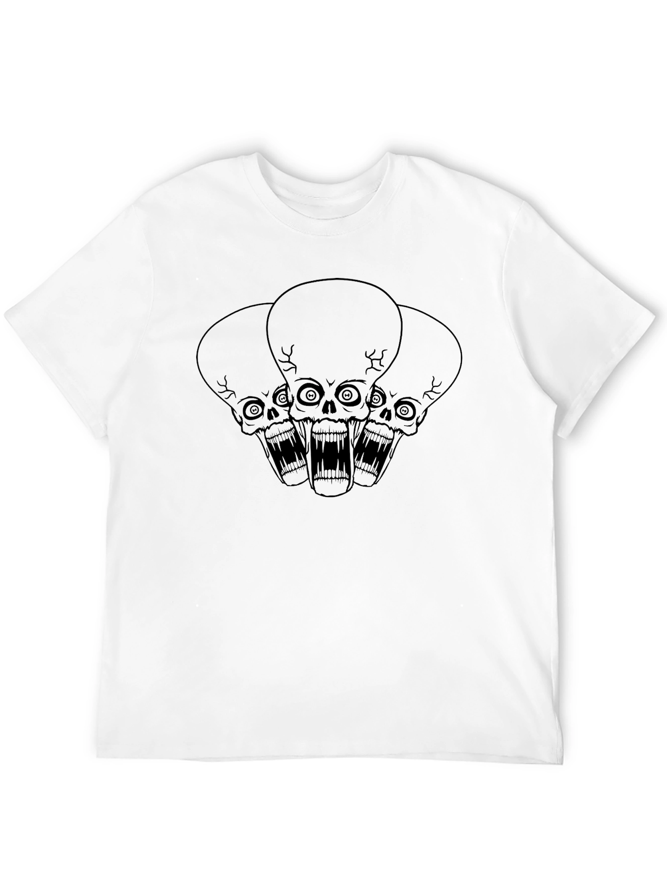 Mens Black Skull Trio Graphic Tee - Edgy Fashion