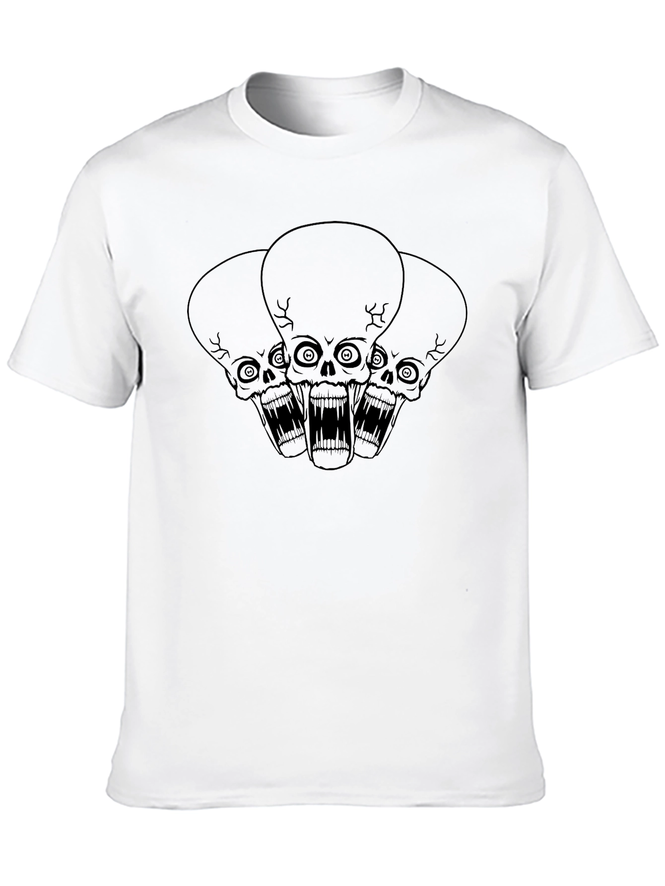 Mens Black Skull Trio Graphic Tee - Edgy Fashion