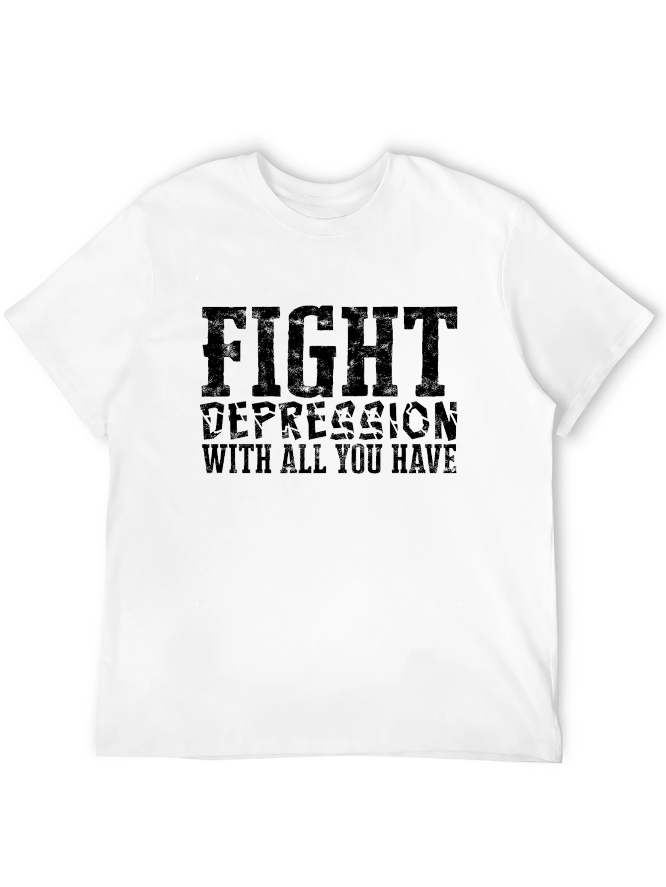 Fight Depression Graphic Tee - Motivational Black T-Shirt