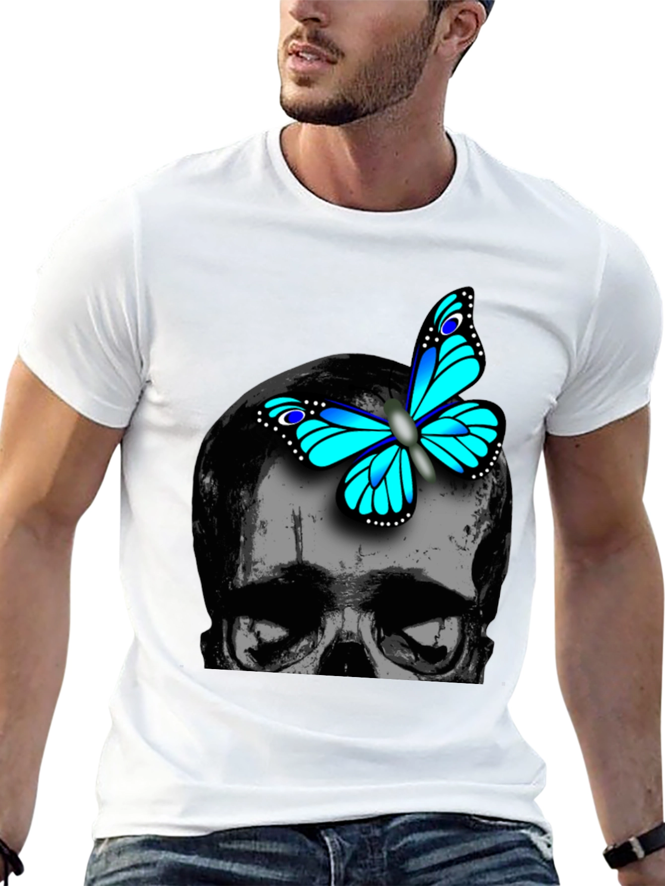 Skull & Butterfly Graphic T-Shirt - Trendy Design