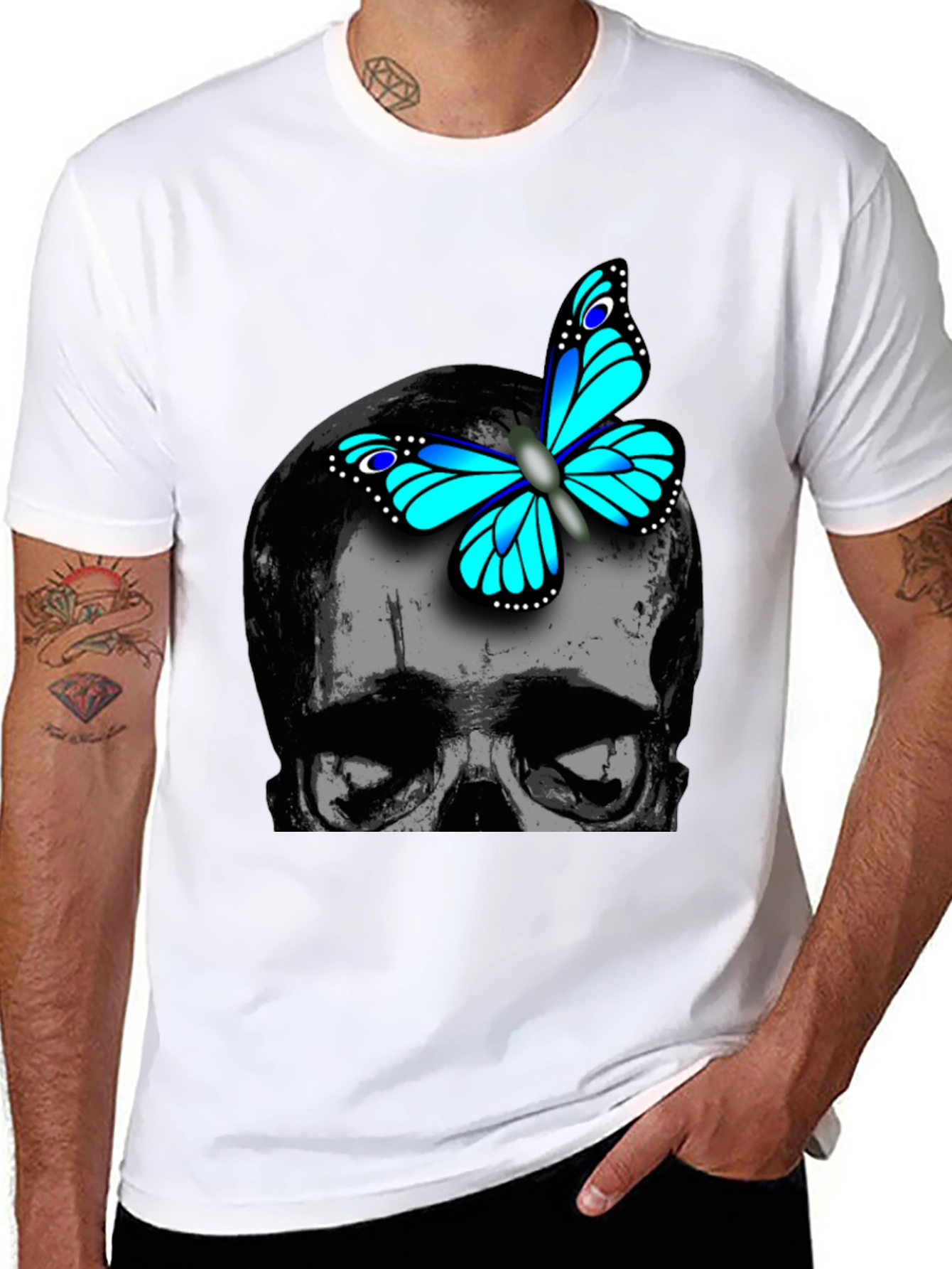 Skull & Butterfly Graphic T-Shirt - Trendy Design