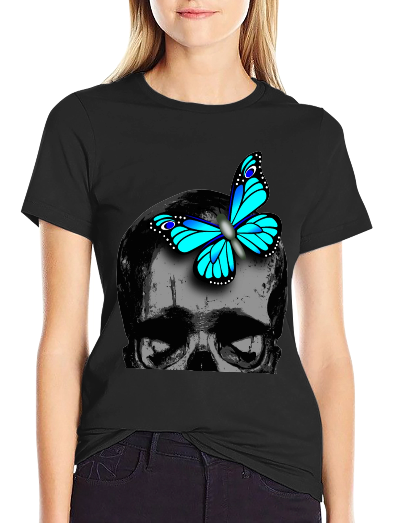 Skull & Butterfly Graphic T-Shirt - Trendy Design