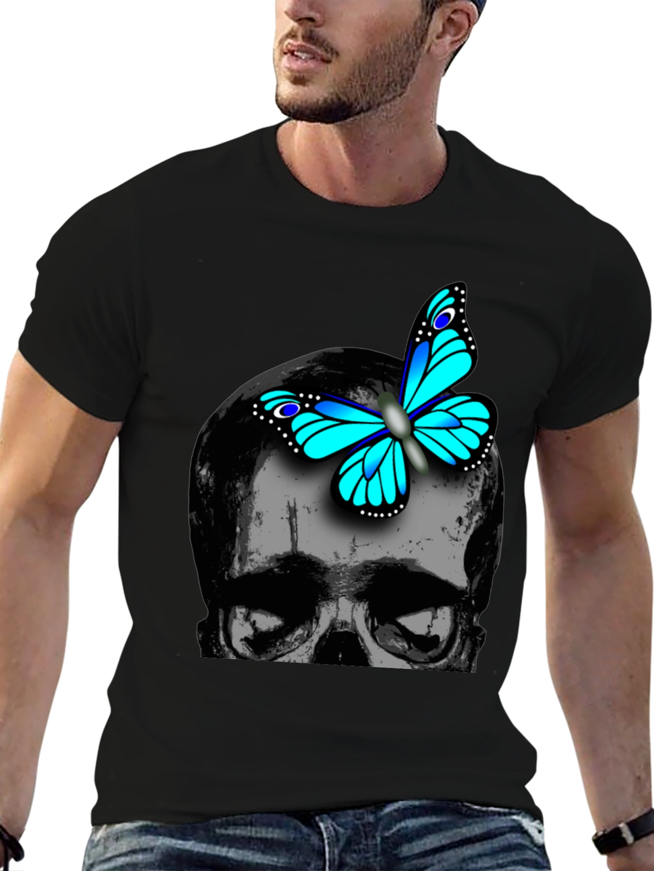 Skull & Butterfly Graphic T-Shirt - Trendy Design